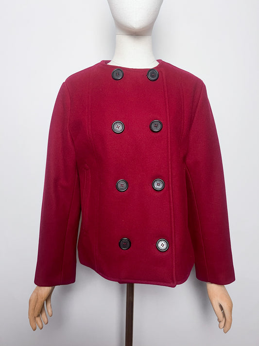 Veste courte façon caban 100% Laine rouge grenat Armor-Lux — Col rond & double boutonnage — Taille 38/40