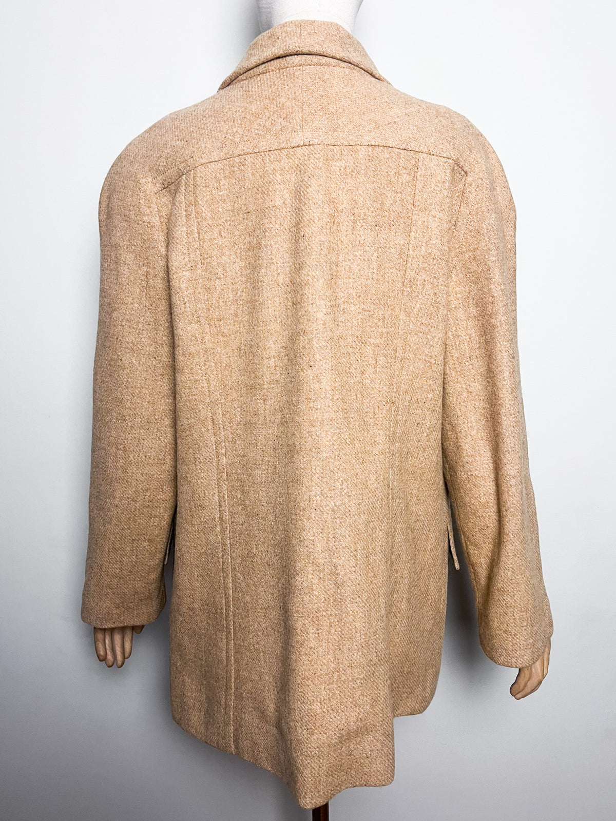 Manteau 3/4 caban vintage années 70 beige camel laine à chevrons Coupe raglan Taille 40/42 ou 38 loose