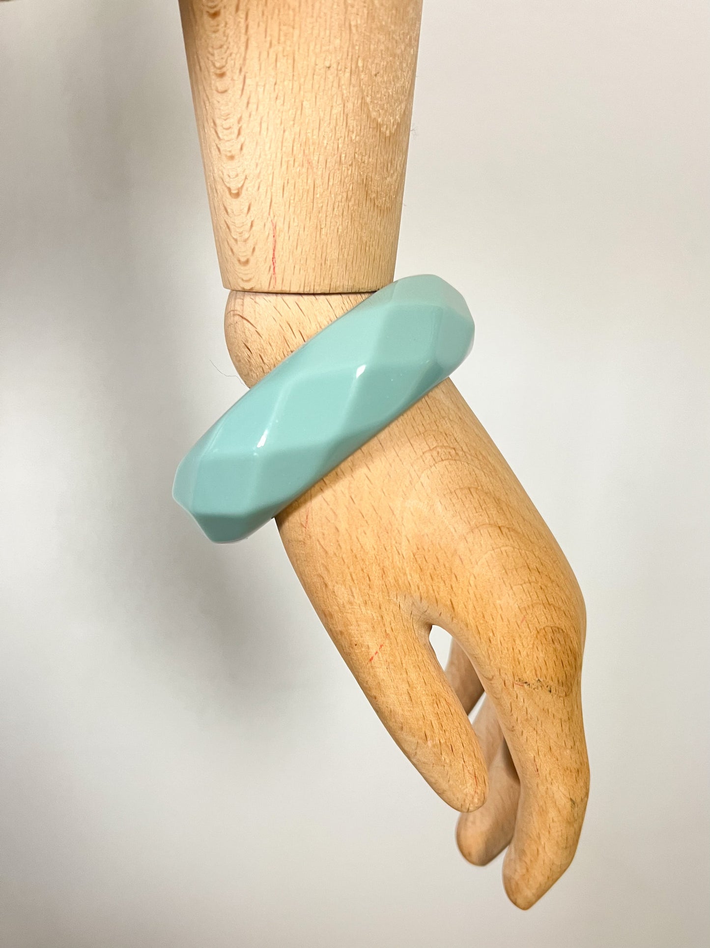 Bracelet Jonc Manchette Vintage Années 70 - Bleu vert pâle- Style Pop