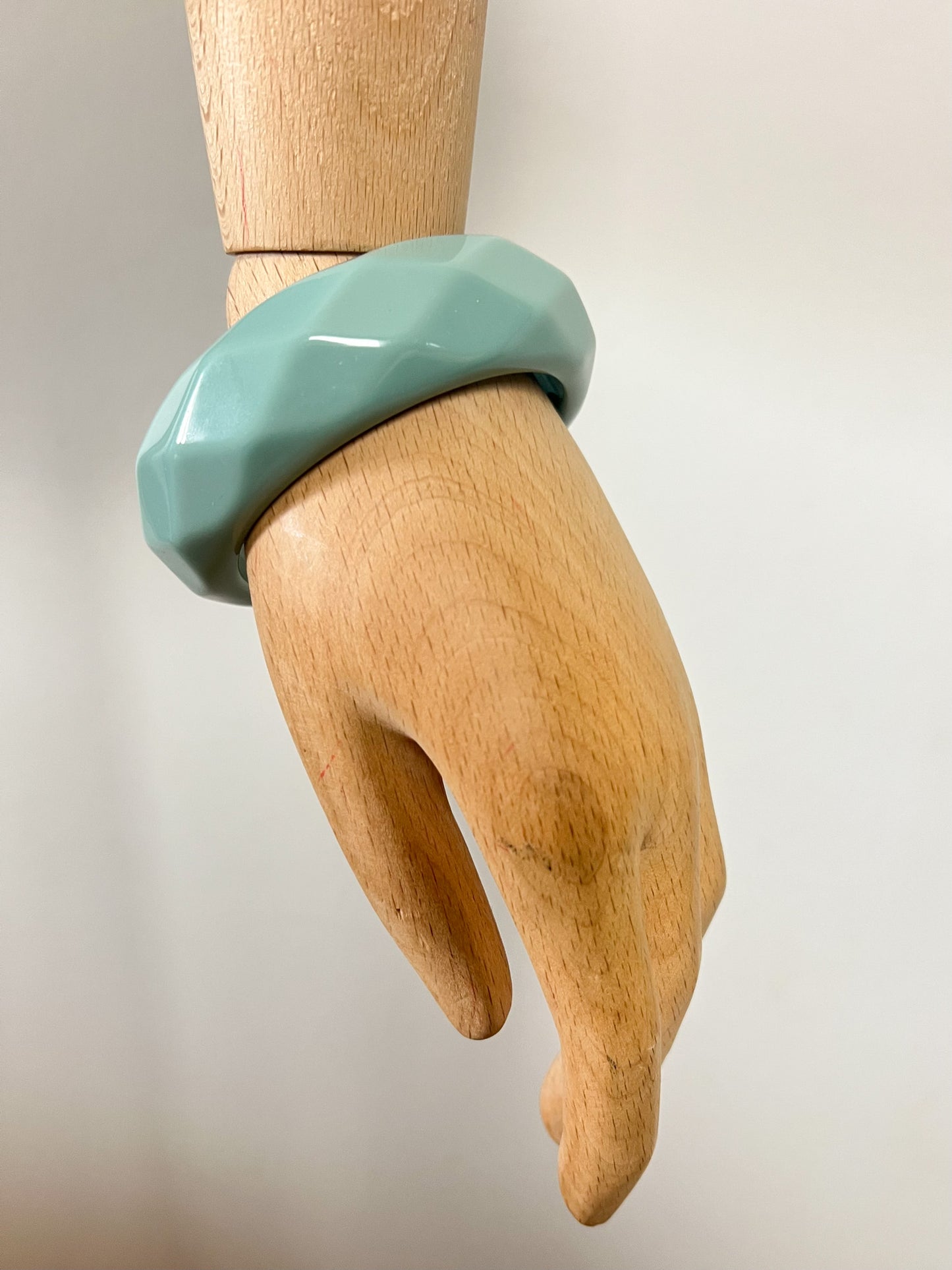 Bracelet Jonc Manchette Vintage Années 70 - Bleu vert pâle- Style Pop