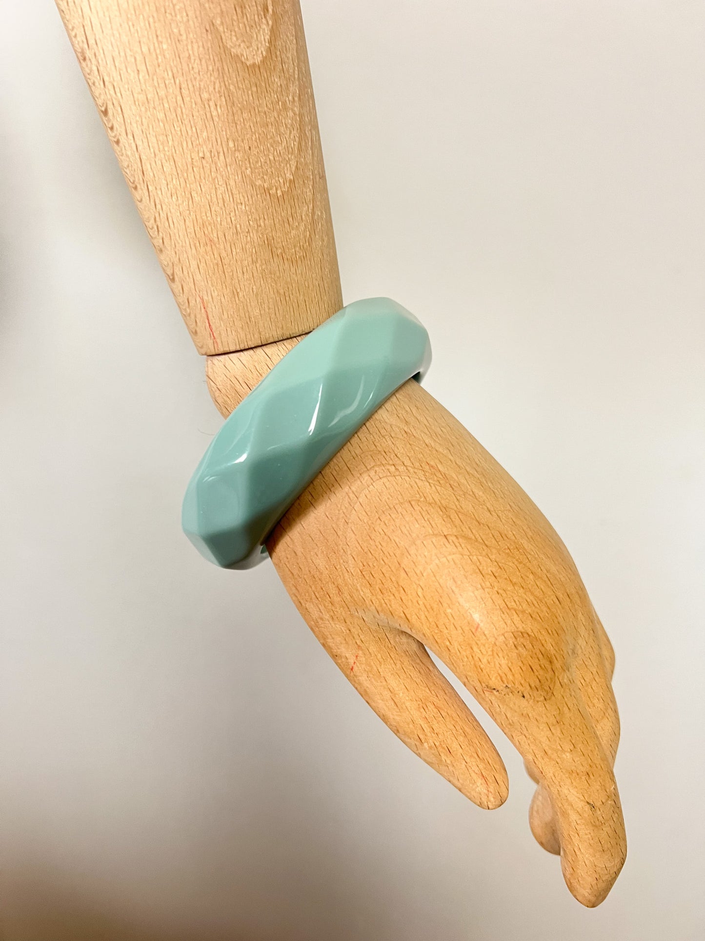 Bracelet Jonc Manchette Vintage Années 70 - Bleu vert pâle- Style Pop