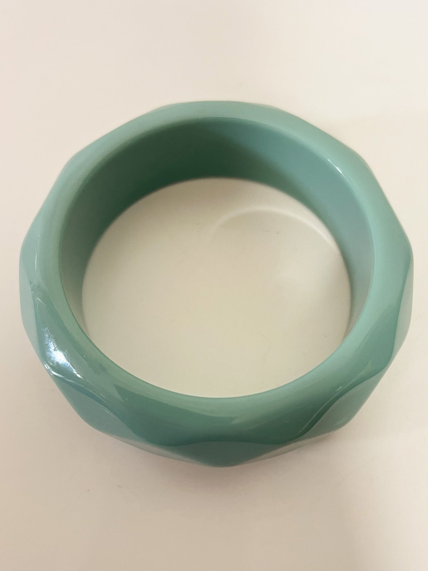 Bracelet Jonc Manchette Vintage Années 70 - Bleu vert pâle- Style Pop