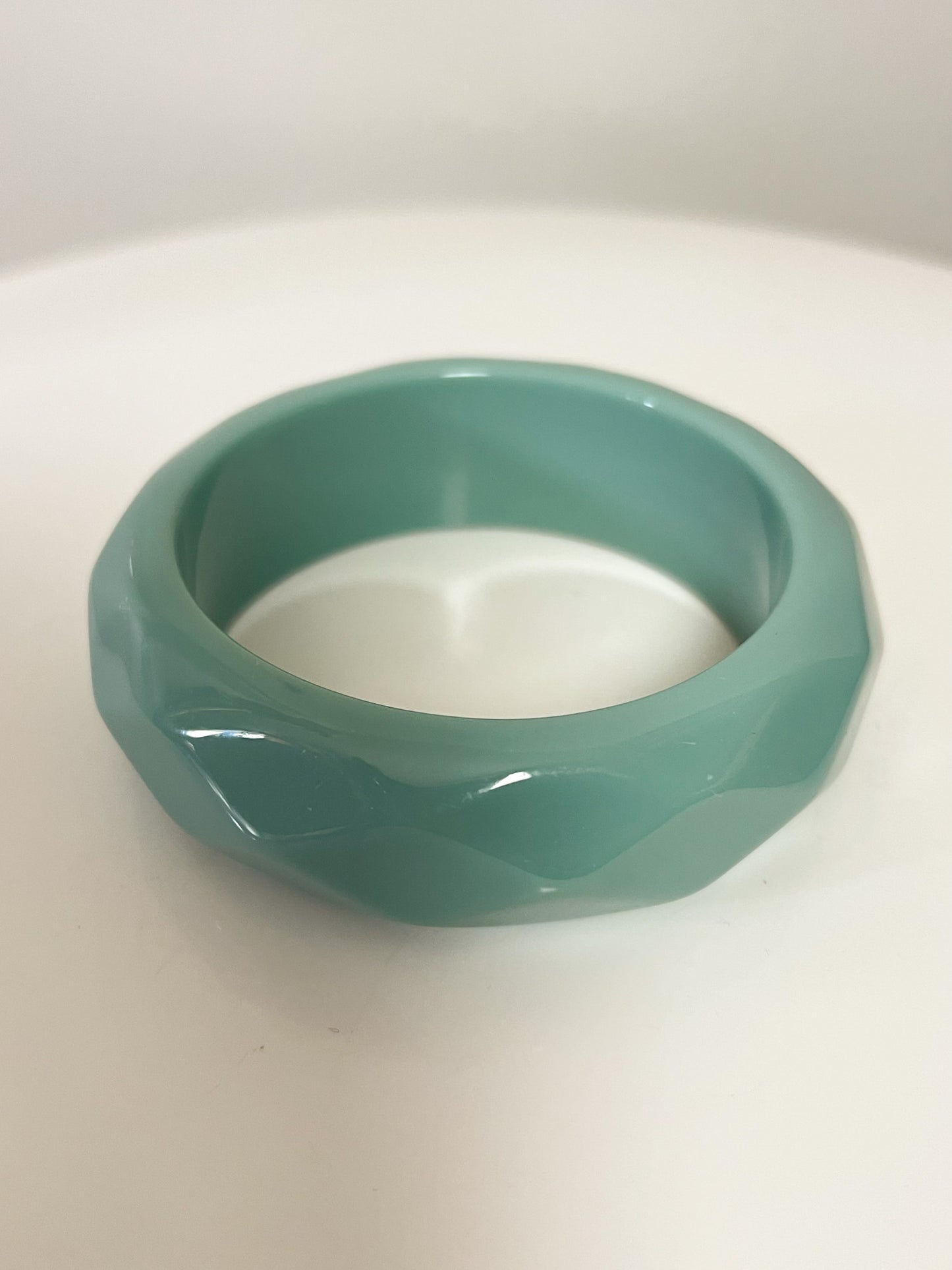 Bracelet Jonc Manchette Vintage Années 70 - Bleu vert pâle- Style Pop