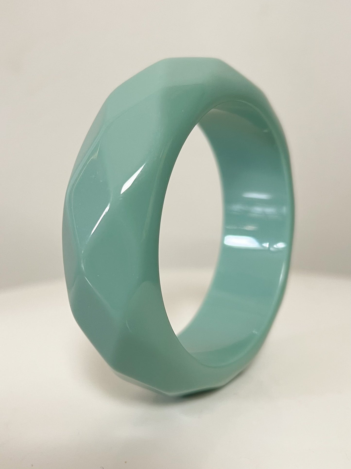 Bracelet Jonc Manchette Vintage Années 70 - Bleu vert pâle- Style Pop