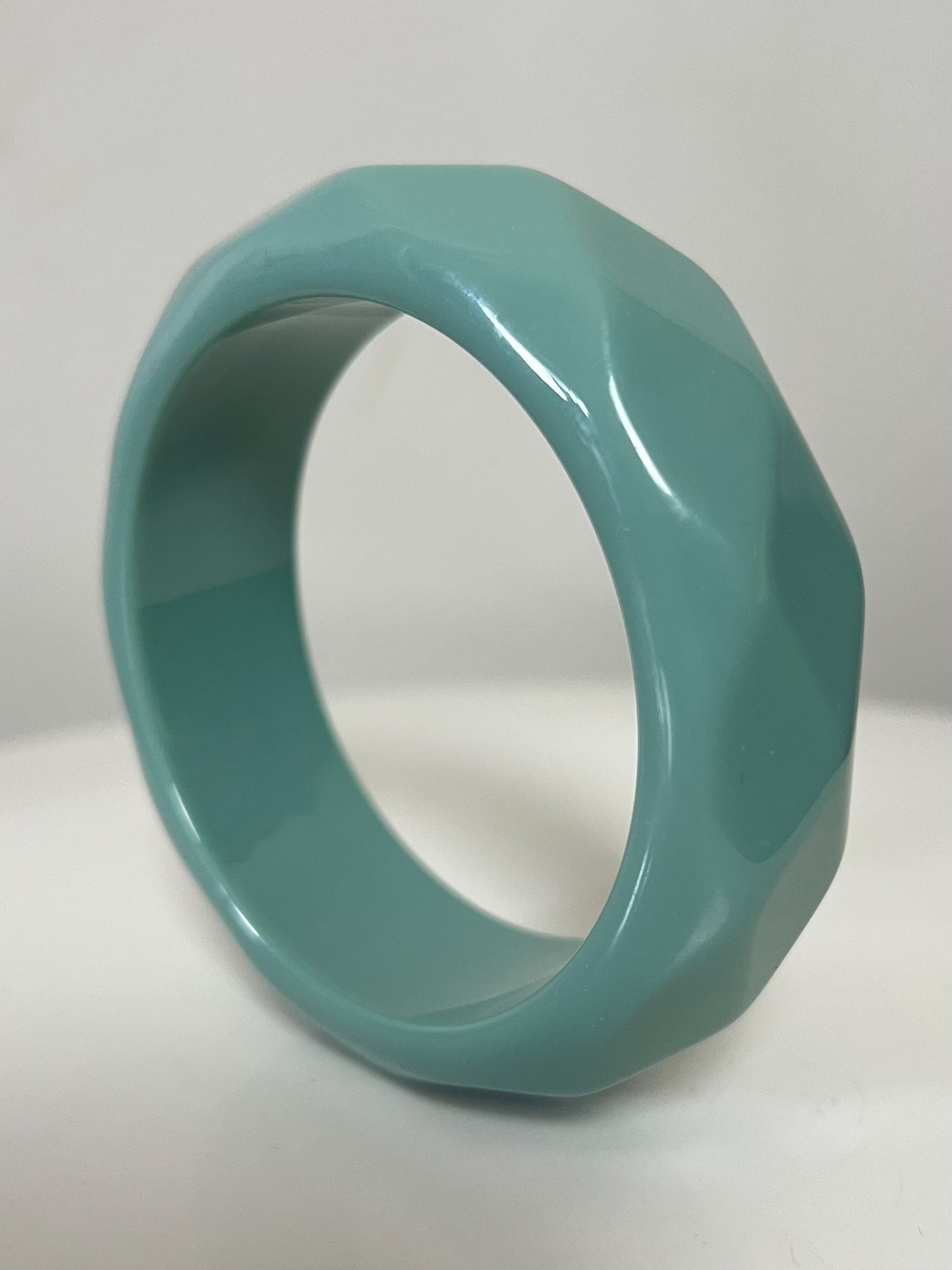 Bracelet Jonc Manchette Vintage Années 70 - Bleu vert pâle- Style Pop