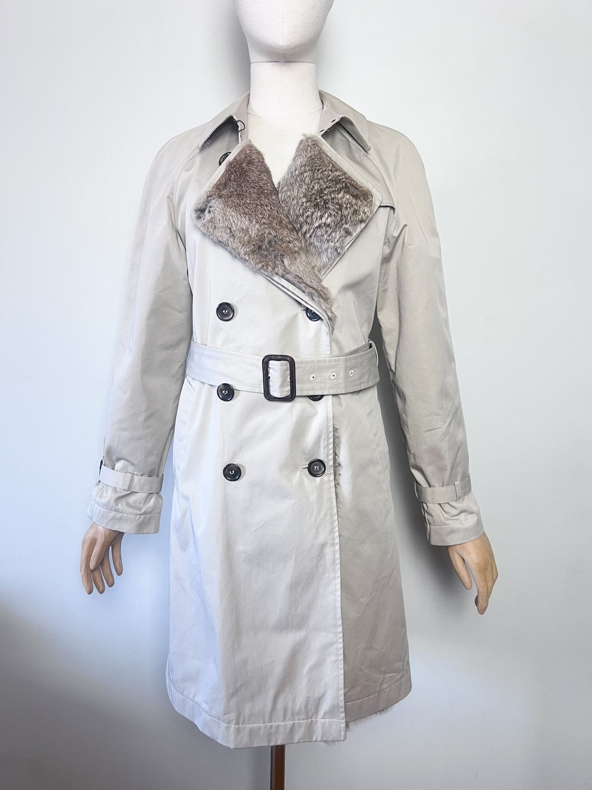 Trench Gérard Darel beige doublé 100% fourrure de lapin amovible — 100% Coton — Taille 40