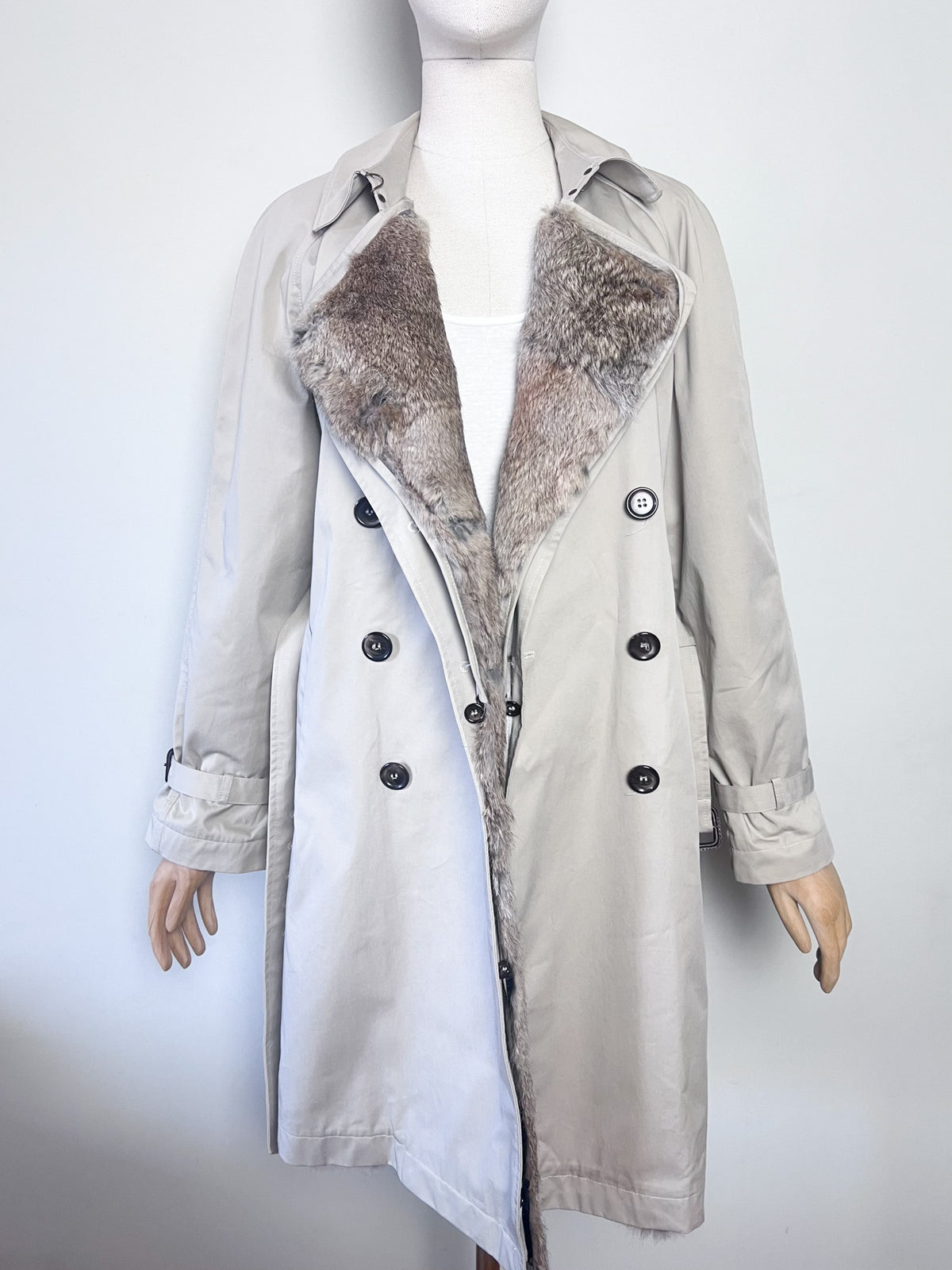 Trench Gérard Darel beige doublé 100% fourrure de lapin amovible — 100% Coton — Taille 40