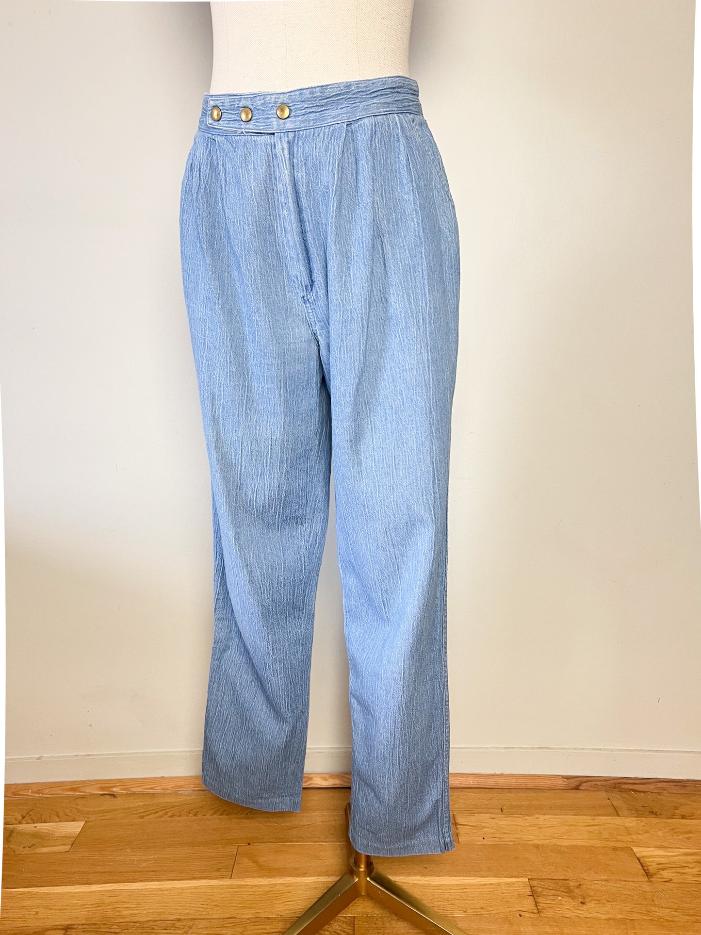 Jean Mom Vintage Années 80 90 - Denim Pur Coton - Taille Haute à Pinces - T 36/38