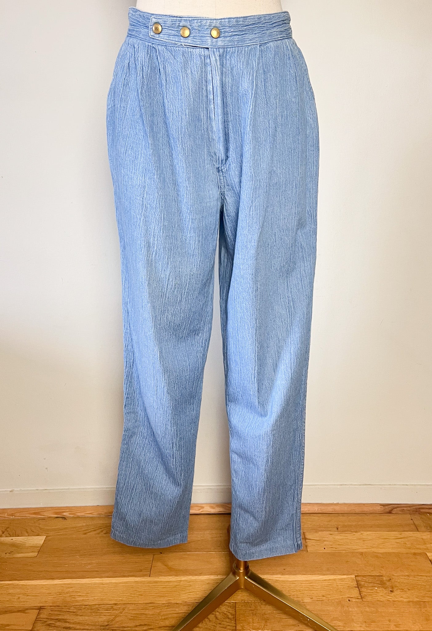 Jean Mom Vintage Années 80 90 - Denim Pur Coton - Taille Haute à Pinces - T 36/38