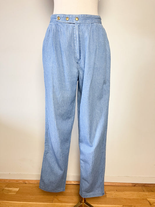 Jean Mom Vintage Années 80 90 - Denim Pur Coton - Taille Haute à Pinces - T 36/38