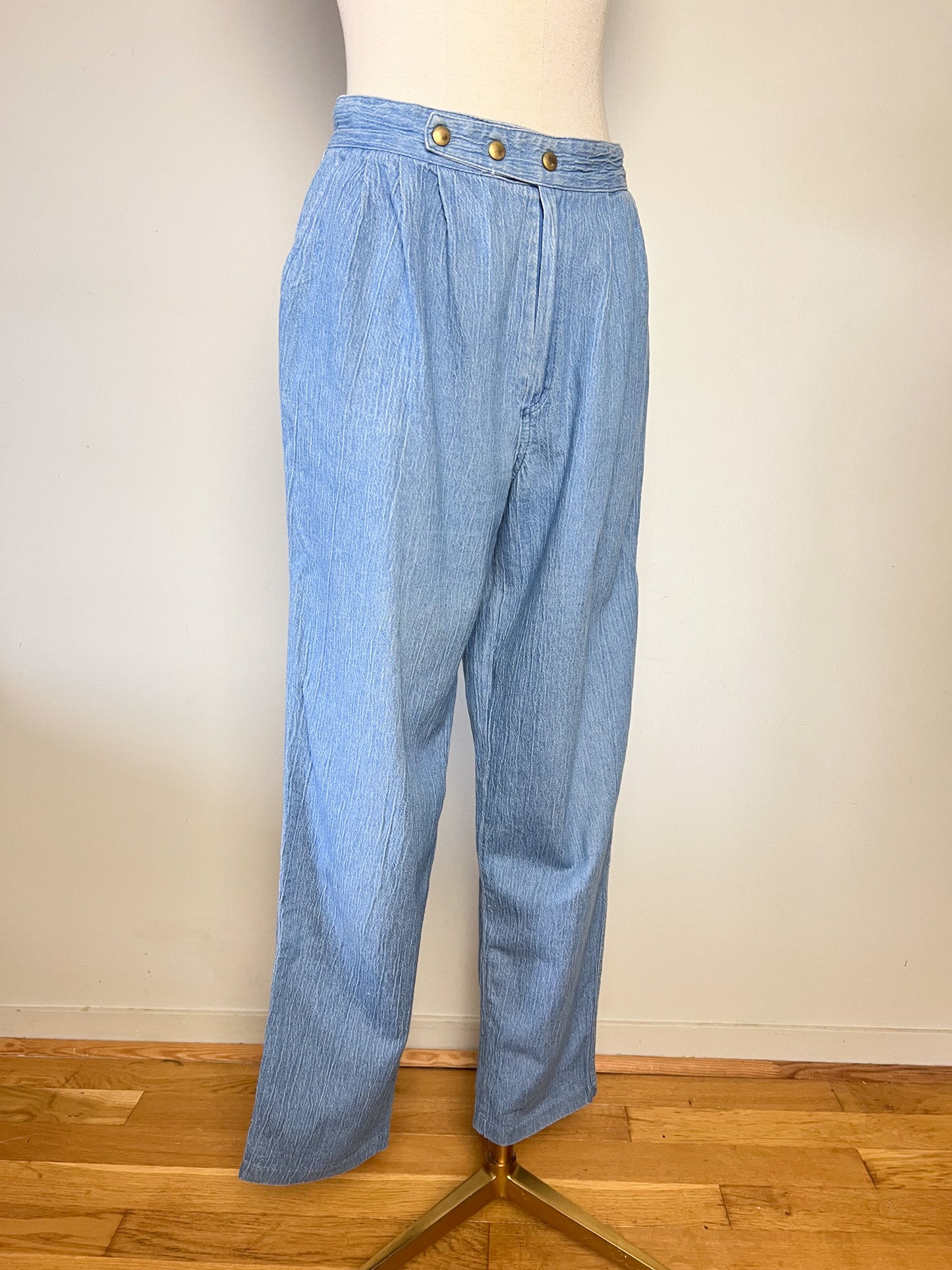 Jean Mom Vintage Années 80 90 - Denim Pur Coton - Taille Haute à Pinces - T 36/38