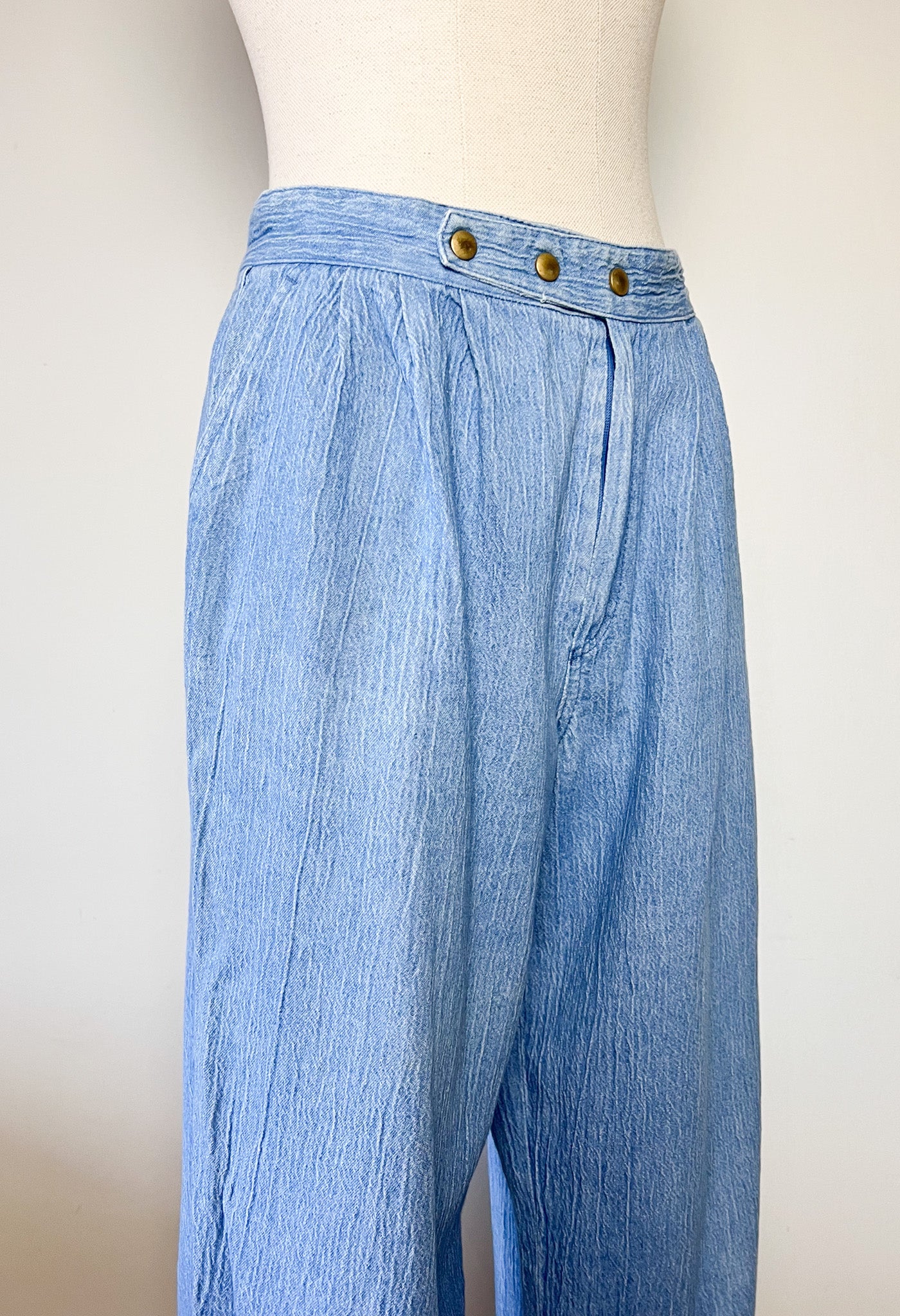 Jean Mom Vintage Années 80 90 - Denim Pur Coton - Taille Haute à Pinces - T 36/38