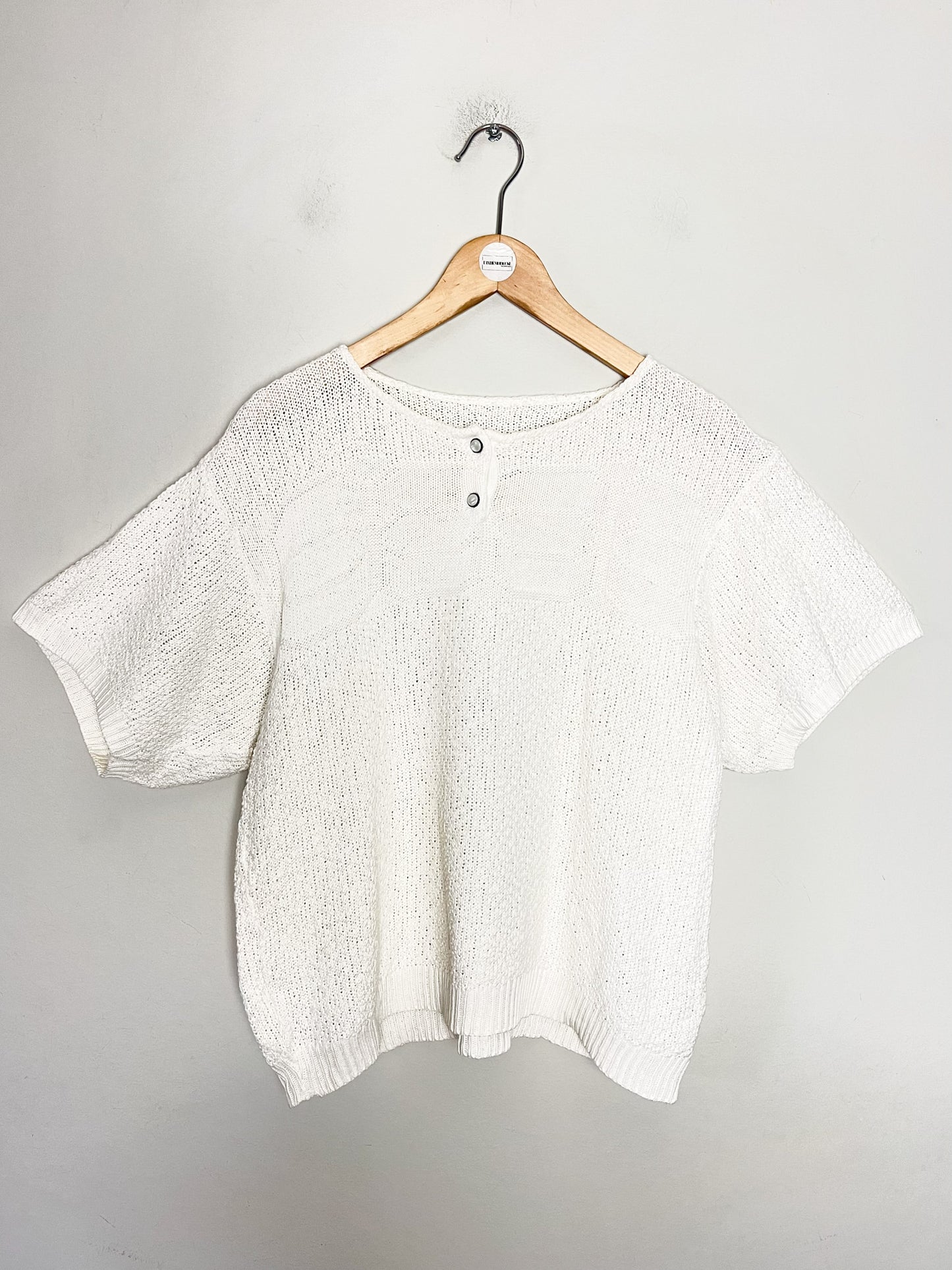 Top Vintage en Maille Blanche - Détails Boutons Nacrés - T. 38/40