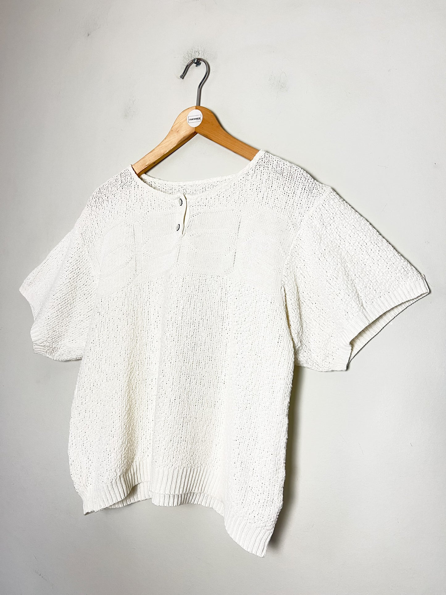 Top Vintage en Maille Blanche - Détails Boutons Nacrés - T. 38/40