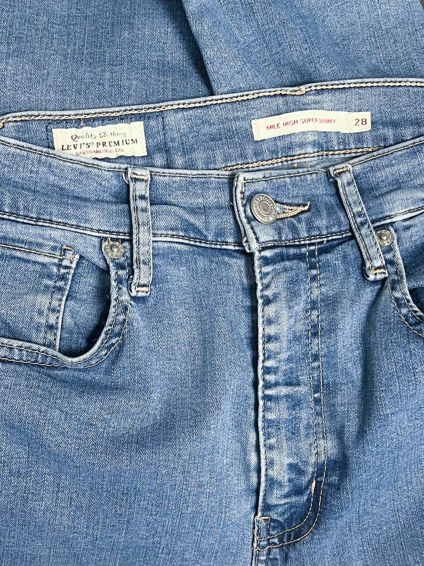 Jean Levi's Mile High Super Skinny - Taille Ultra Haute - Bleu Délavé - W28 L32 (38)