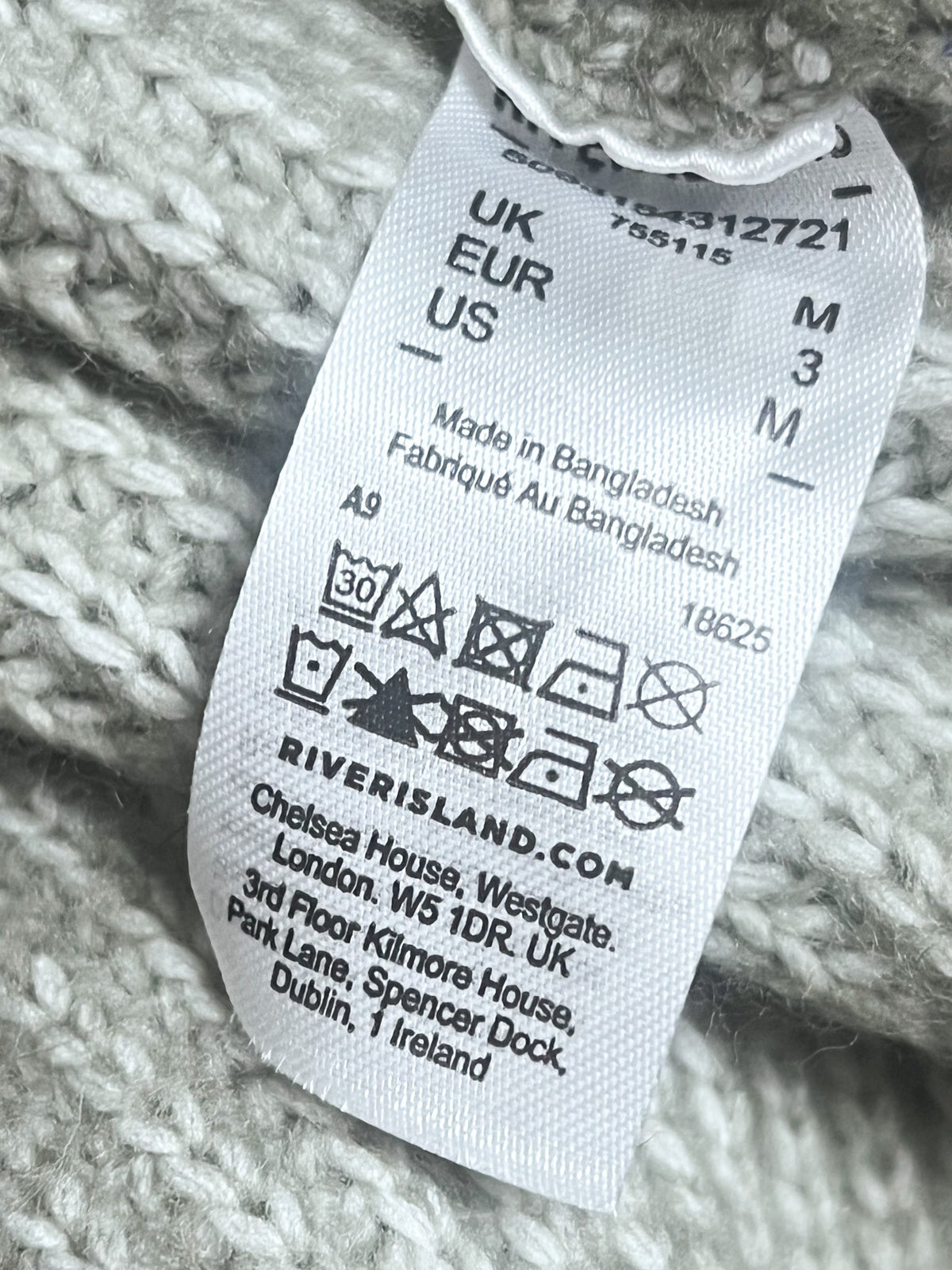 Robe longue en maille gris chiné River Island Cache-cœur et manches chauve-souris Taille 38 (M)