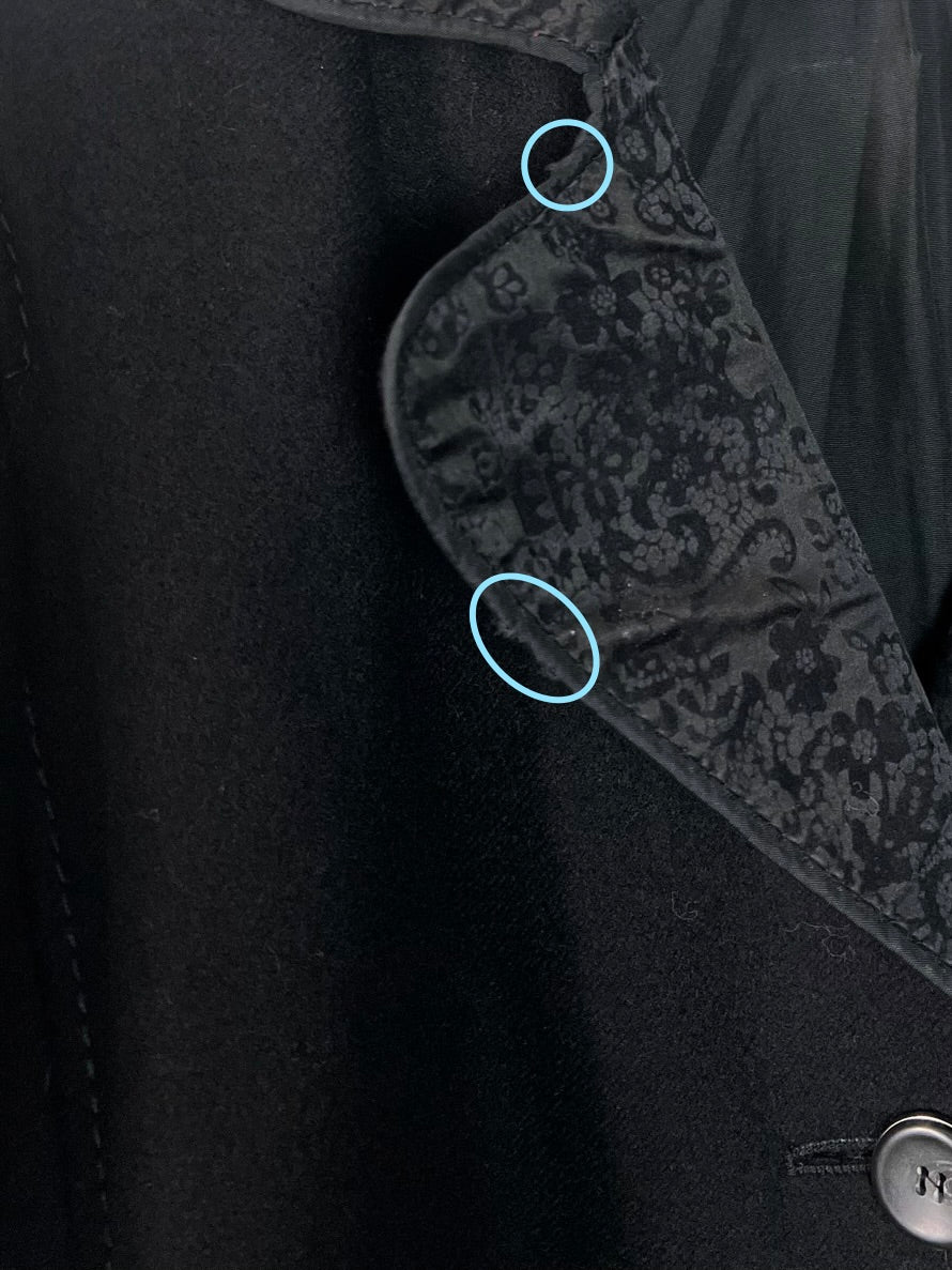 Manteau Vintage Années 60 noir - 100% Pure Laine Vierge - Détails Couture - Paris Chic T40/42