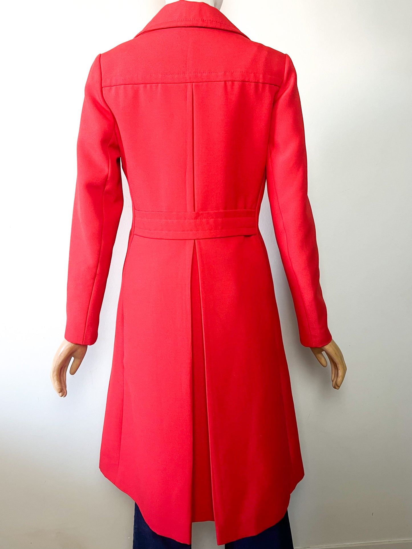 Manteau Trapèze Vintage Années 70 - Rouge Orangé - Chic - Marcel Chermont -T36/38