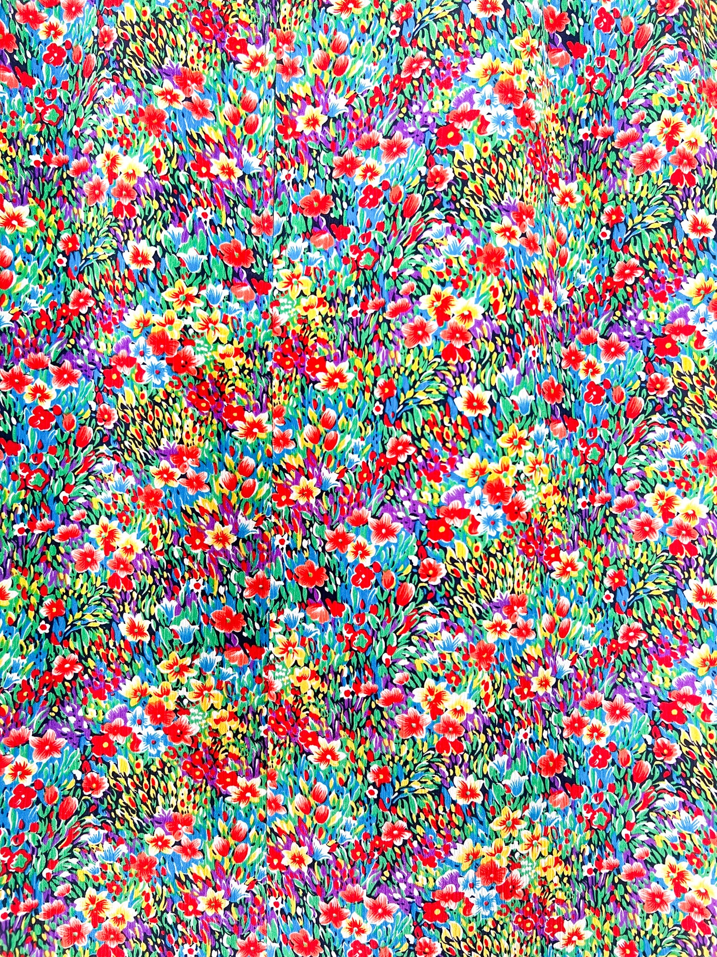 Jupe Vintage Années 90 - Imprimé Floral Lumineux - Made in France - Elisabeth Hilbert -T. 34/36
