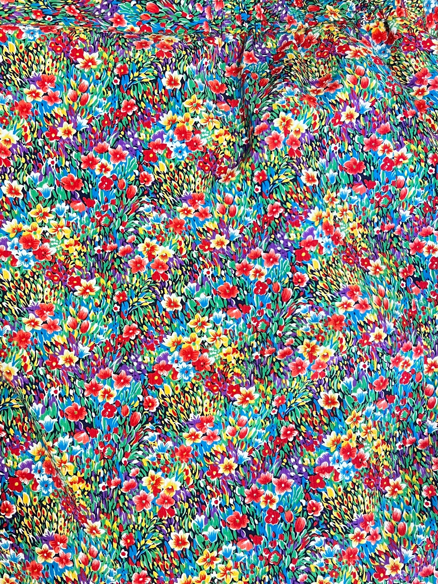 Jupe Vintage Années 90 - Imprimé Floral Lumineux - Made in France - Elisabeth Hilbert -T. 34/36