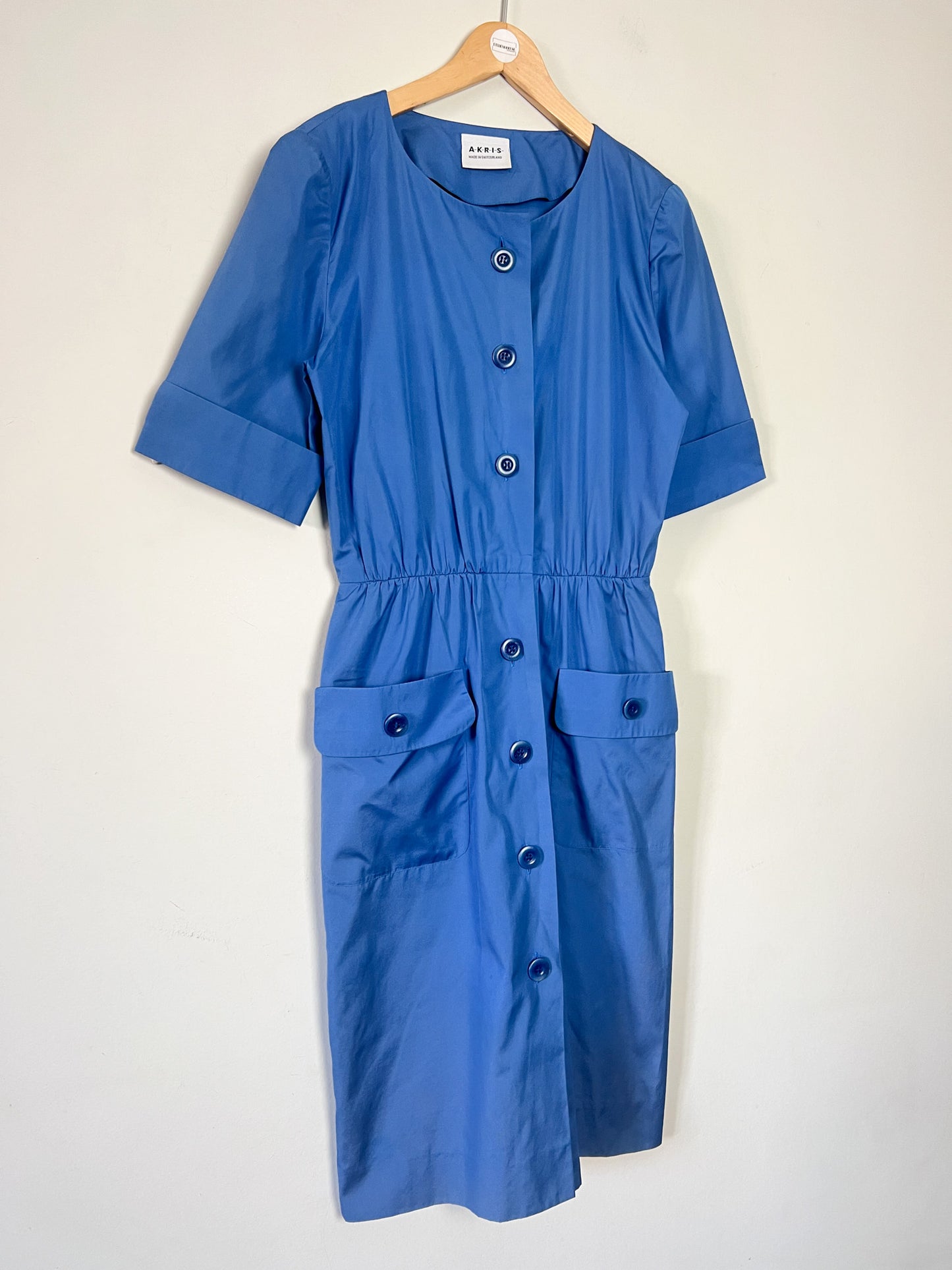 Robe Coupe Crayon Bleue - Style Rétro 50s - Made in Switzerland - Akris - Luxe - T. 38