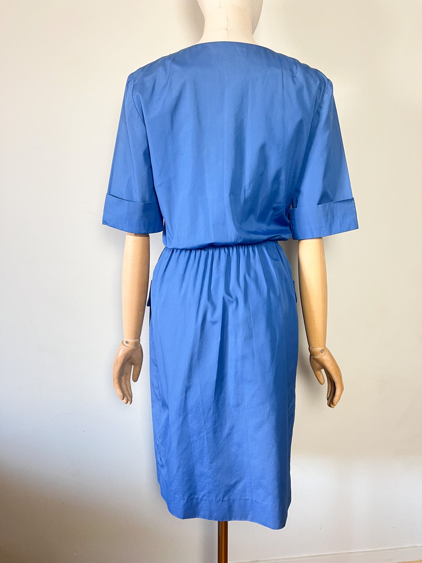 Robe Coupe Crayon Bleue - Style Rétro 50s - Made in Switzerland - Akris - Luxe - T. 38