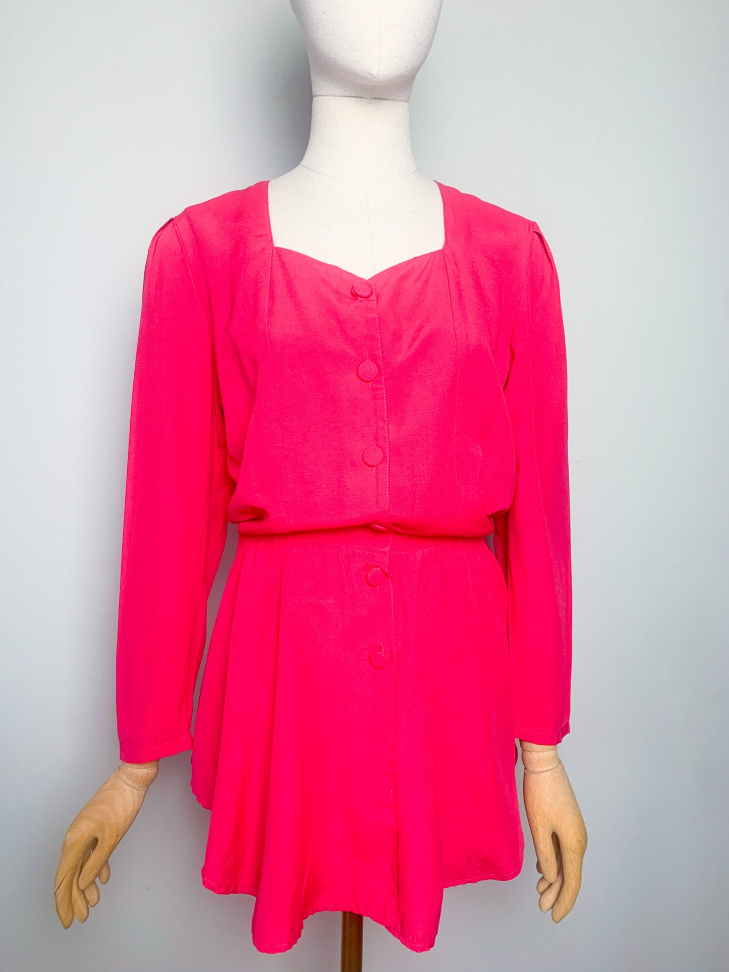 Chemisier tunique péplum basques rose fuchsia vintage