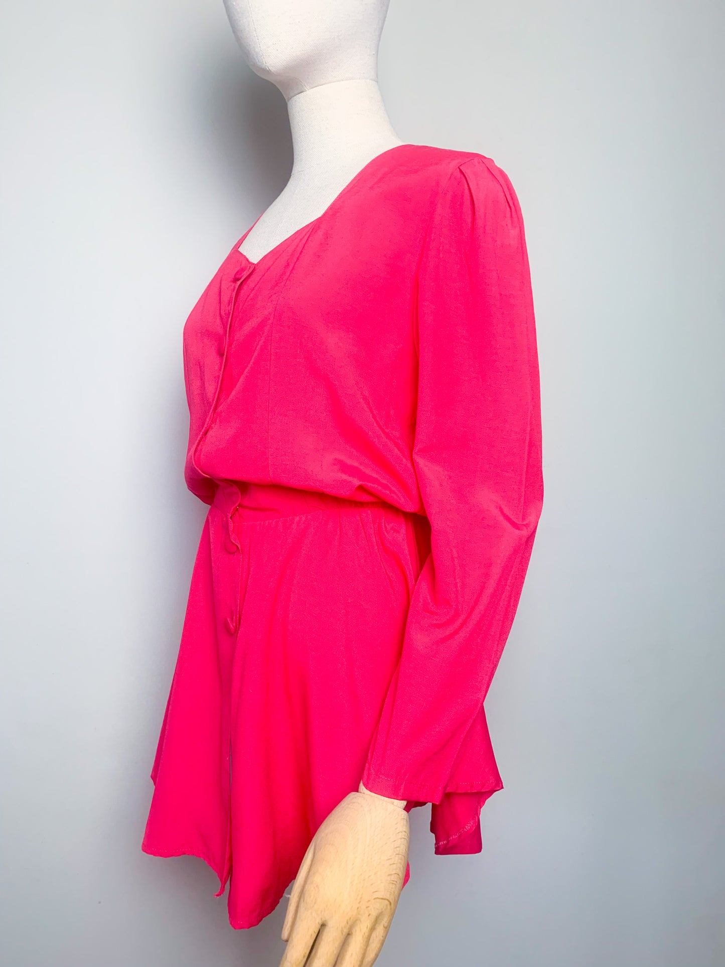 Chemisier tunique péplum basques rose fuchsia vintage
