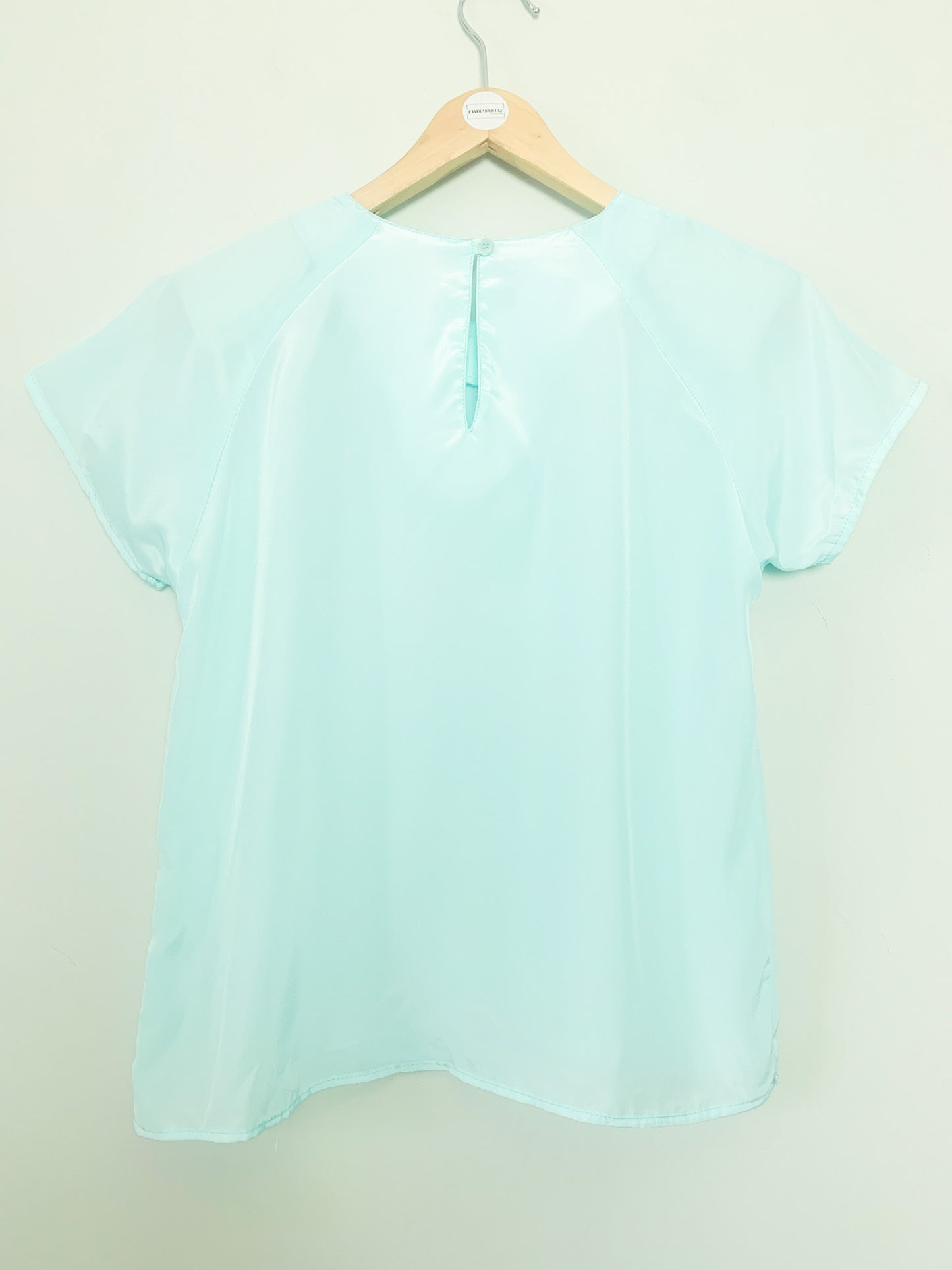 Blouse fluide manches courtes vert d’eau vintage