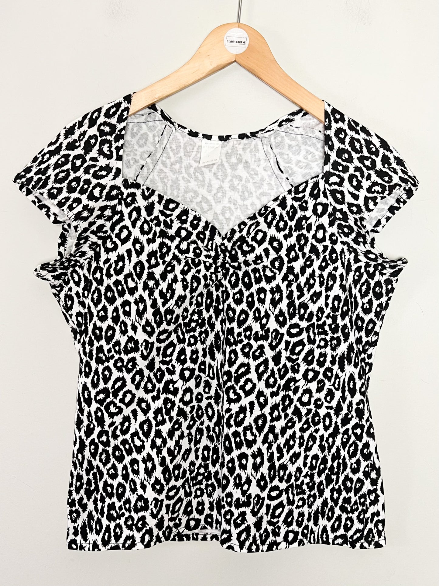 T-shirt Vintage Années 90 Imprimé Animalier Noir & Blanc - 100% Coton - T. 36 (S)
