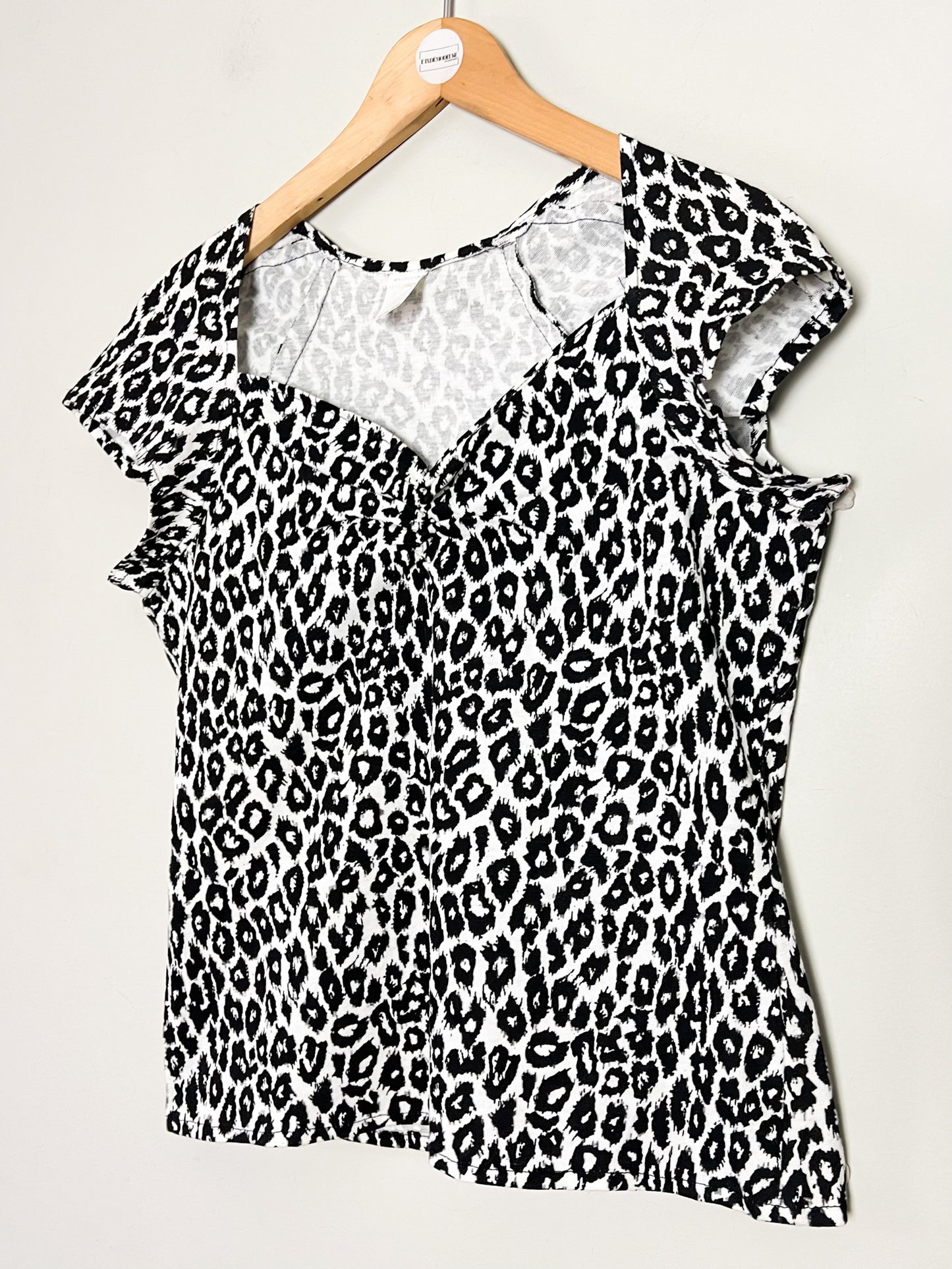 T-shirt Vintage Années 90 Imprimé Animalier Noir & Blanc - 100% Coton - T. 36 (S)