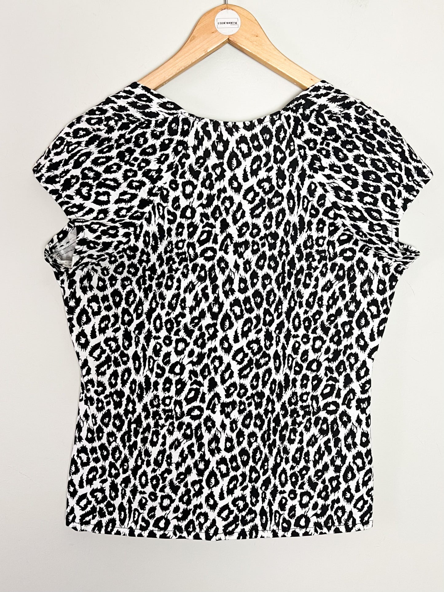 T-shirt Vintage Années 90 Imprimé Animalier Noir & Blanc - 100% Coton - T. 36 (S)