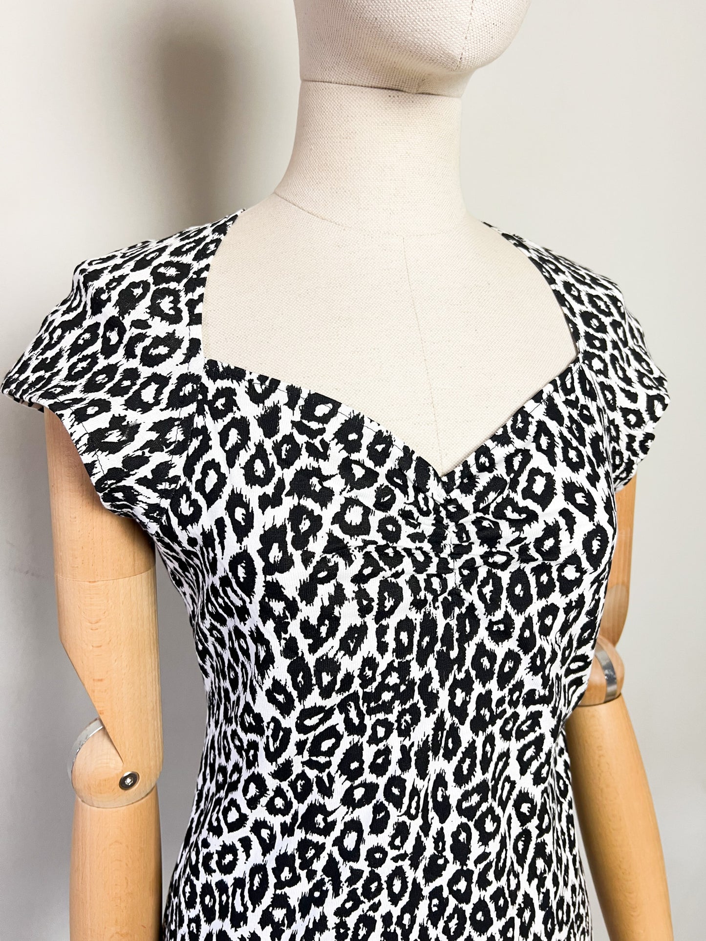 T-shirt Vintage Années 90 Imprimé Animalier Noir & Blanc - 100% Coton - T. 36 (S)