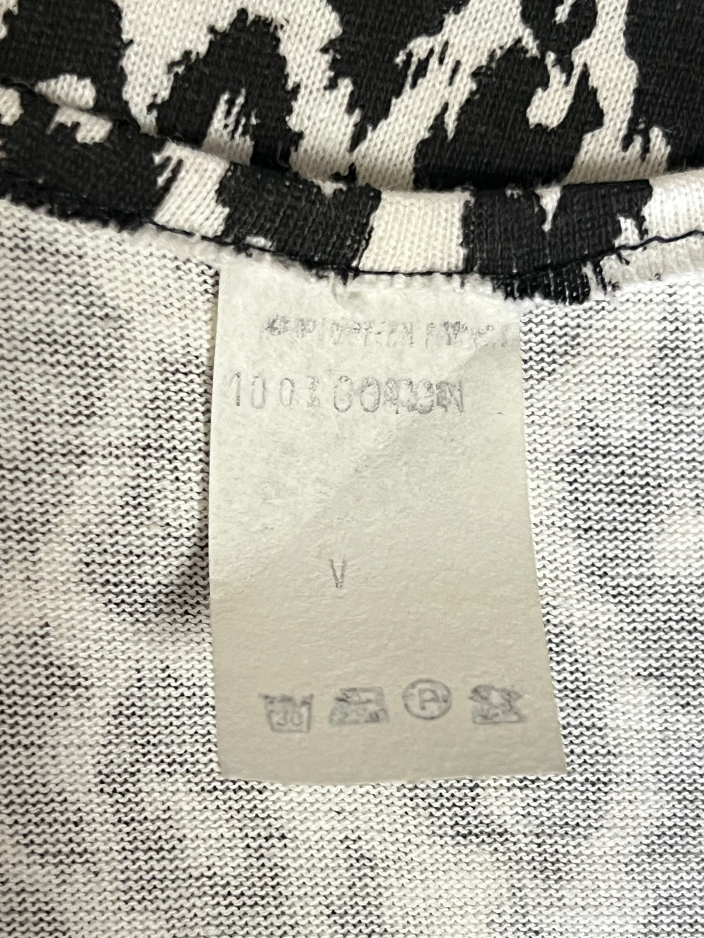 T-shirt Vintage Années 90 Imprimé Animalier Noir & Blanc - 100% Coton - T. 36 (S)