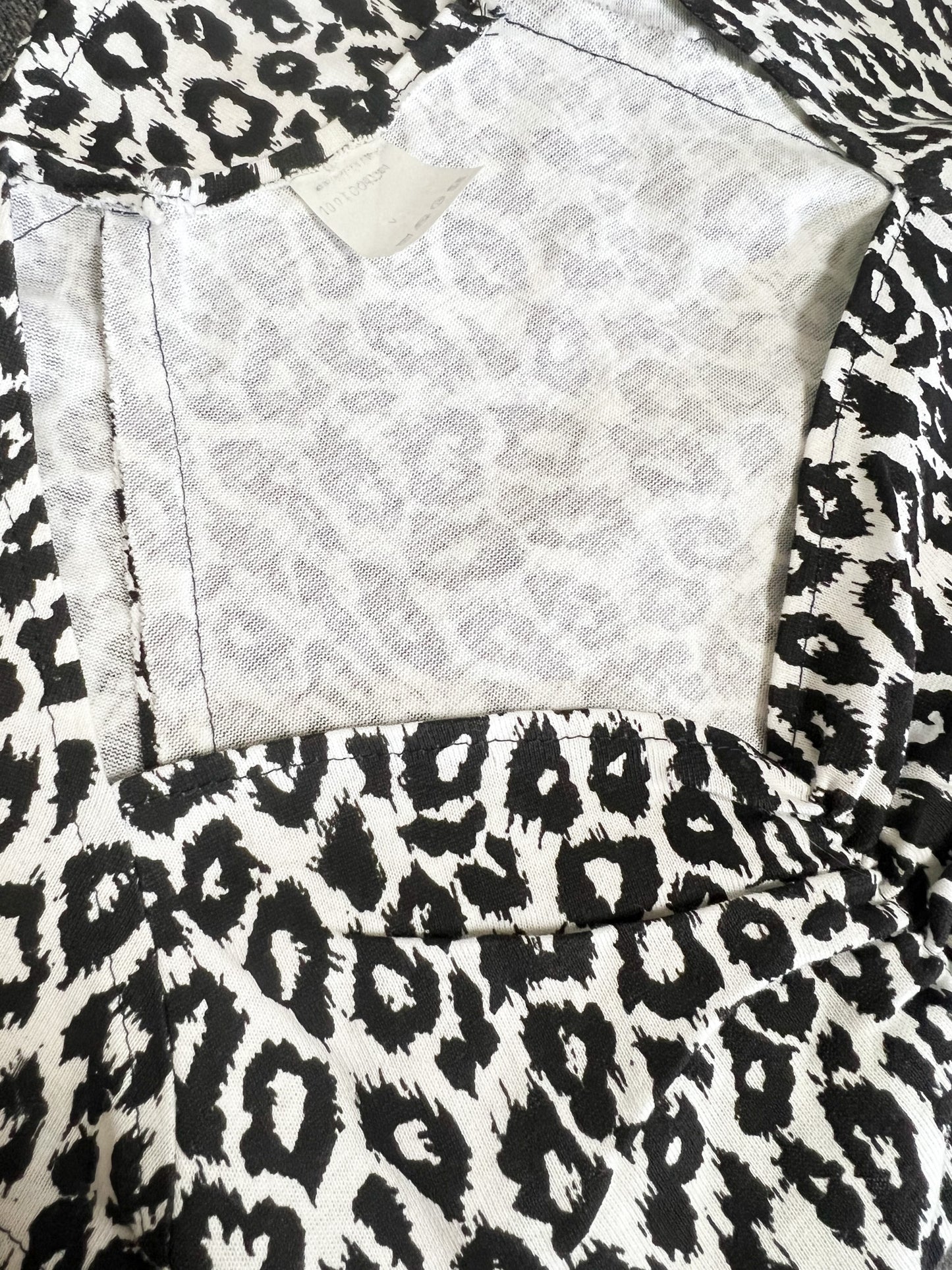T-shirt Vintage Années 90 Imprimé Animalier Noir & Blanc - 100% Coton - T. 36 (S)