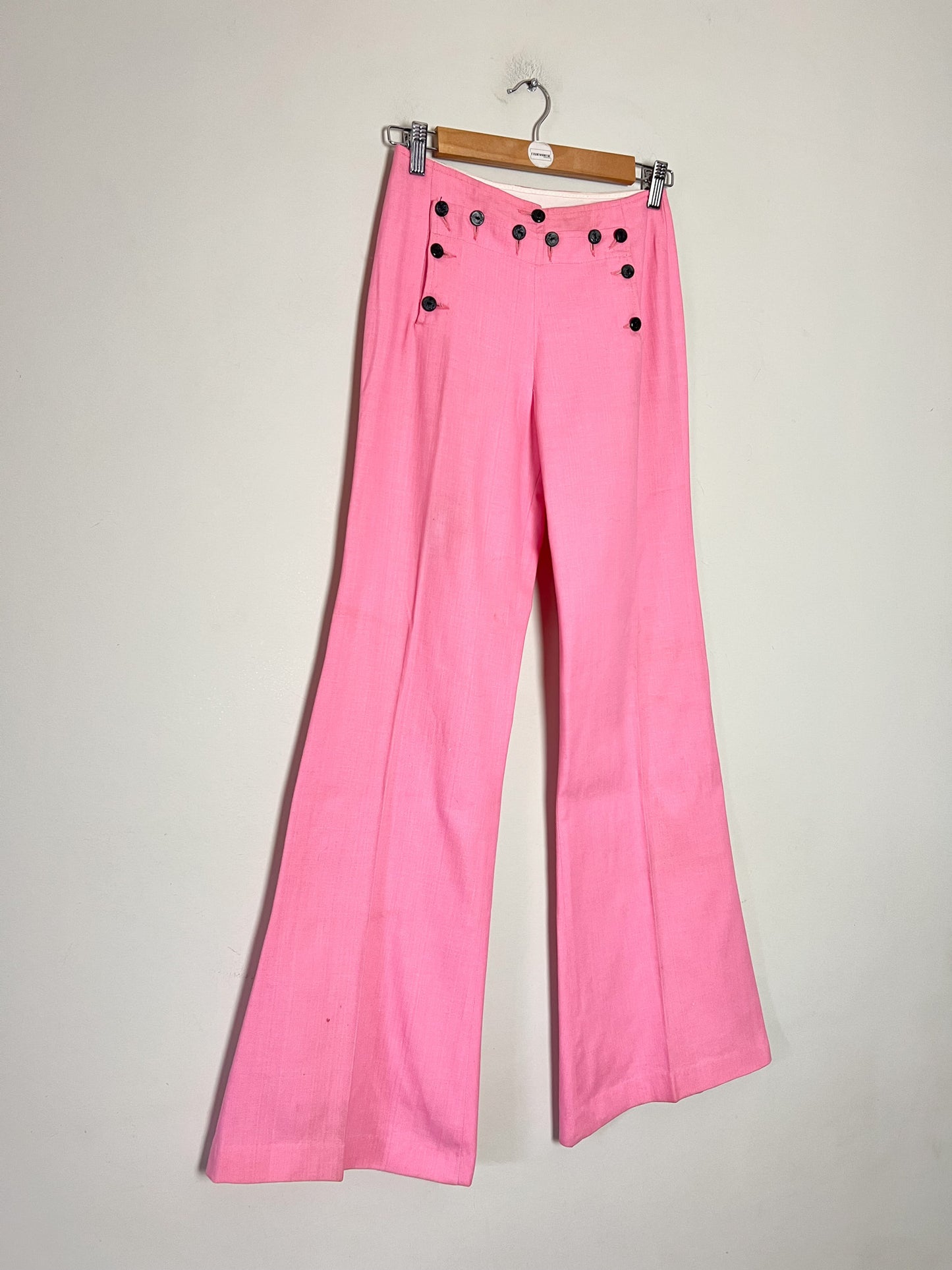Pantalon Pont Vintage Rose - Pattes d'Éléphant - 100% Coton - T. 34/36