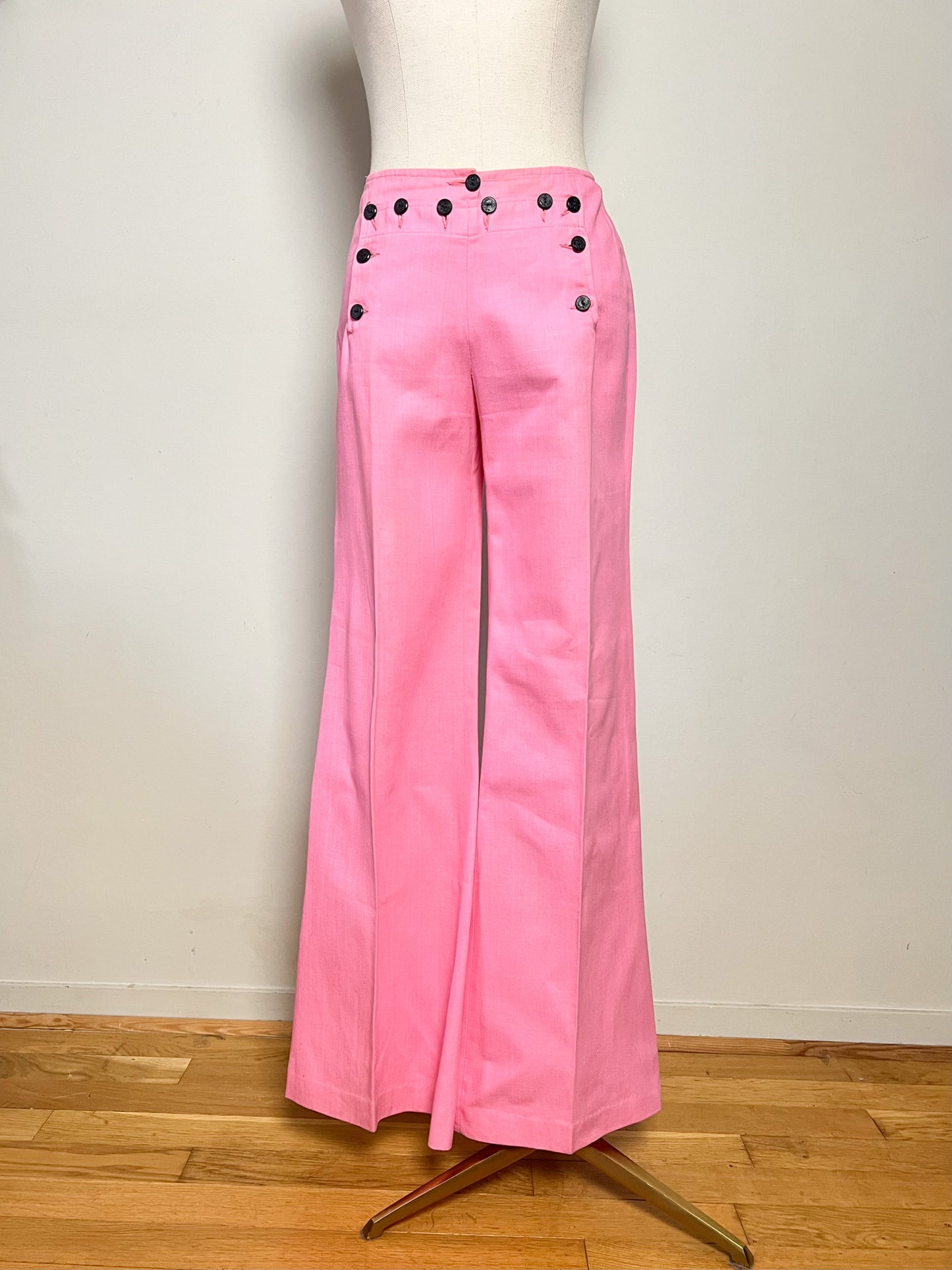 Pantalon Pont Vintage Rose - Pattes d'Éléphant - 100% Coton - T. 34/36