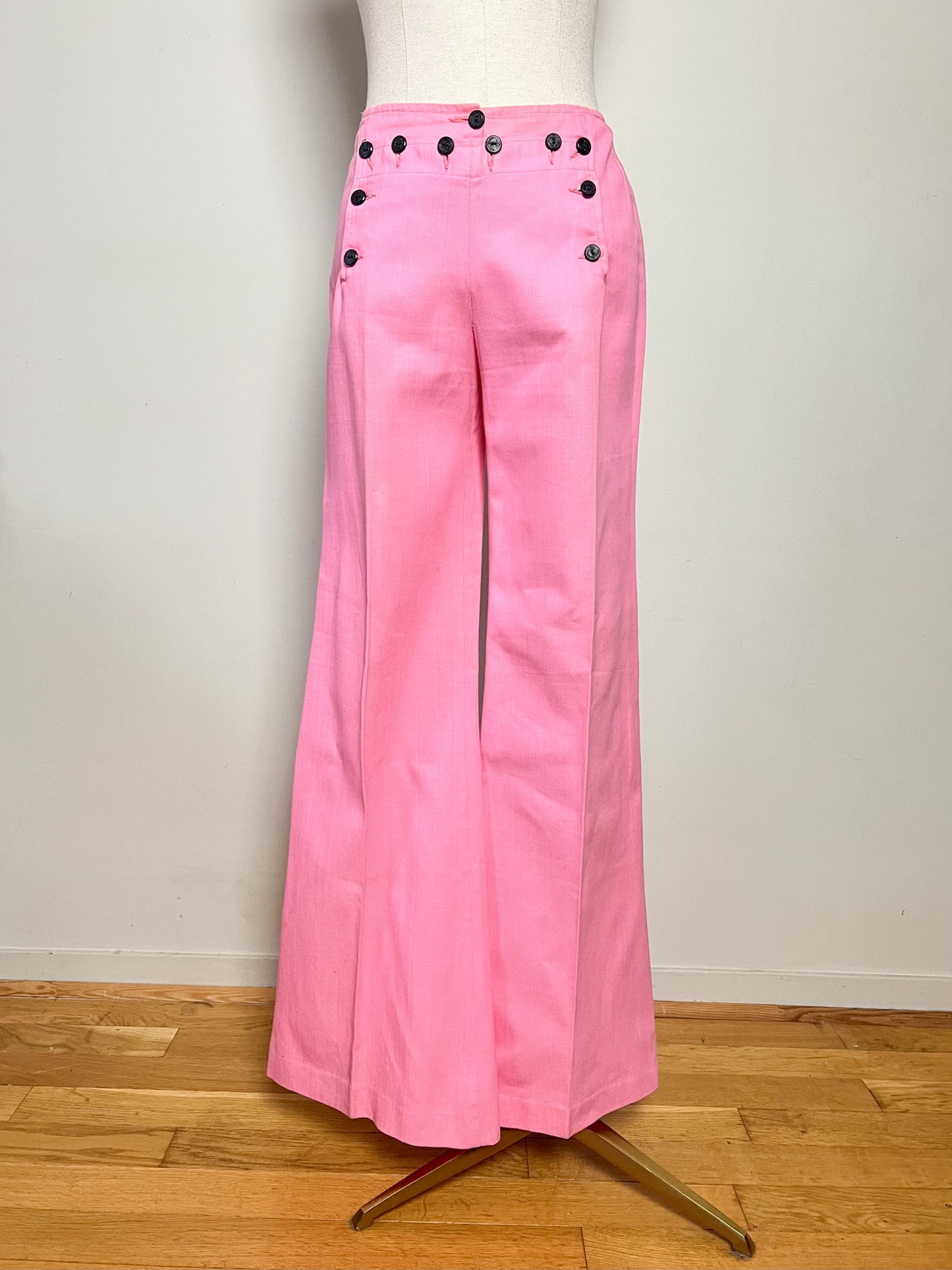 Pantalon Pont Vintage Rose - Pattes d'Éléphant - 100% Coton - T. 34/36