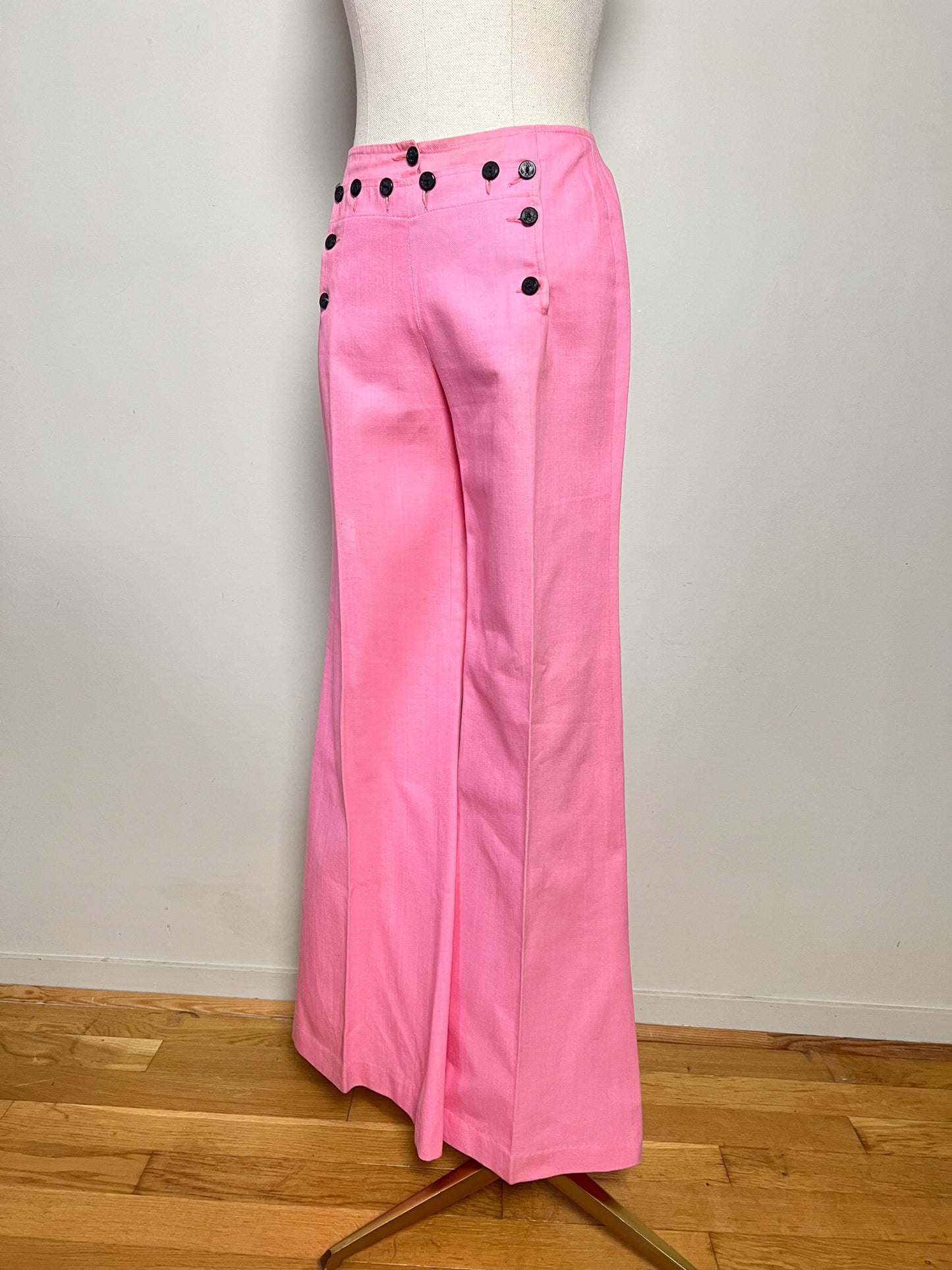 Pantalon Pont Vintage Rose - Pattes d'Éléphant - 100% Coton - T. 34/36