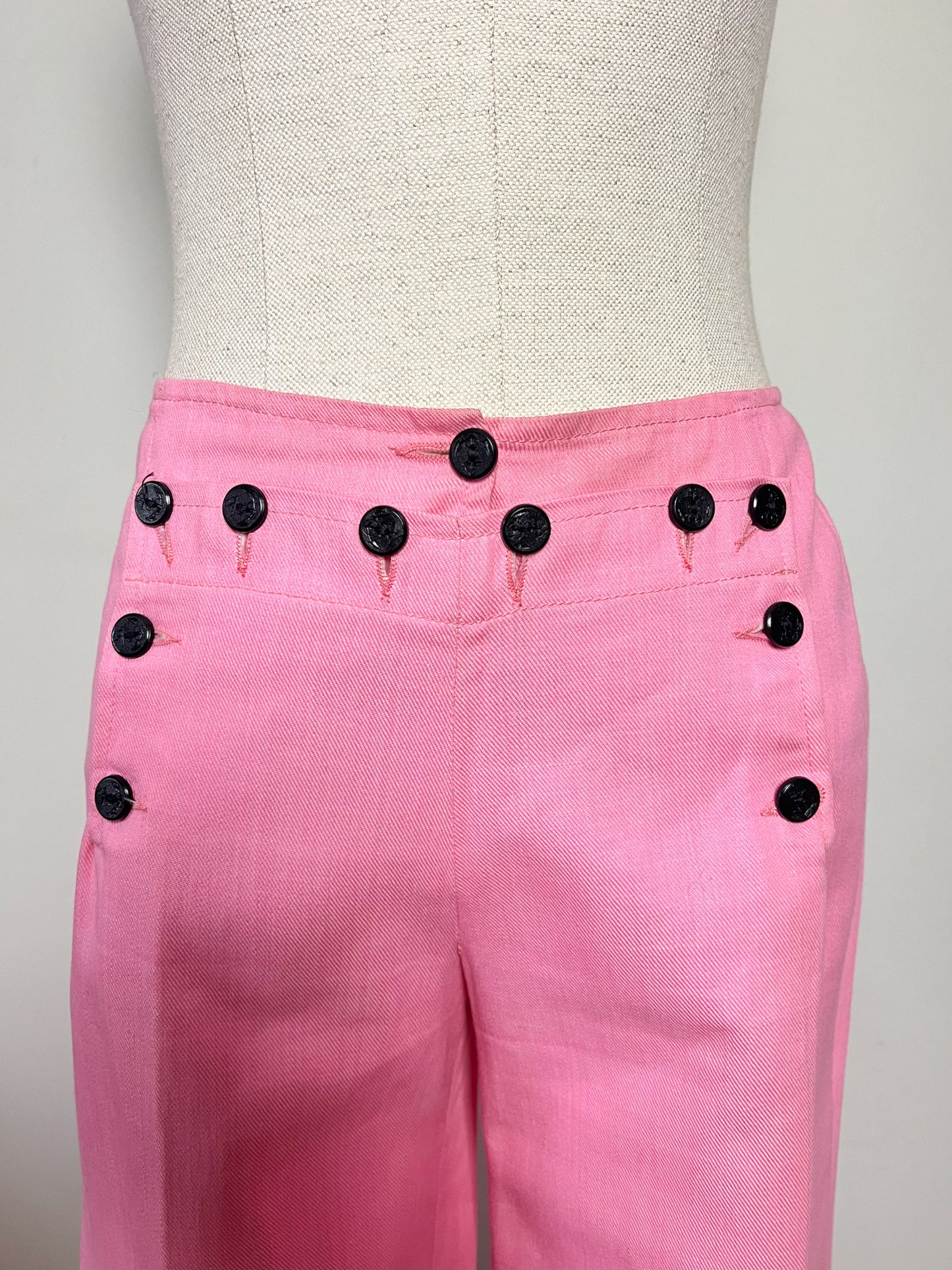 Pantalon Pont Vintage Rose - Pattes d'Éléphant - 100% Coton - T. 34/36
