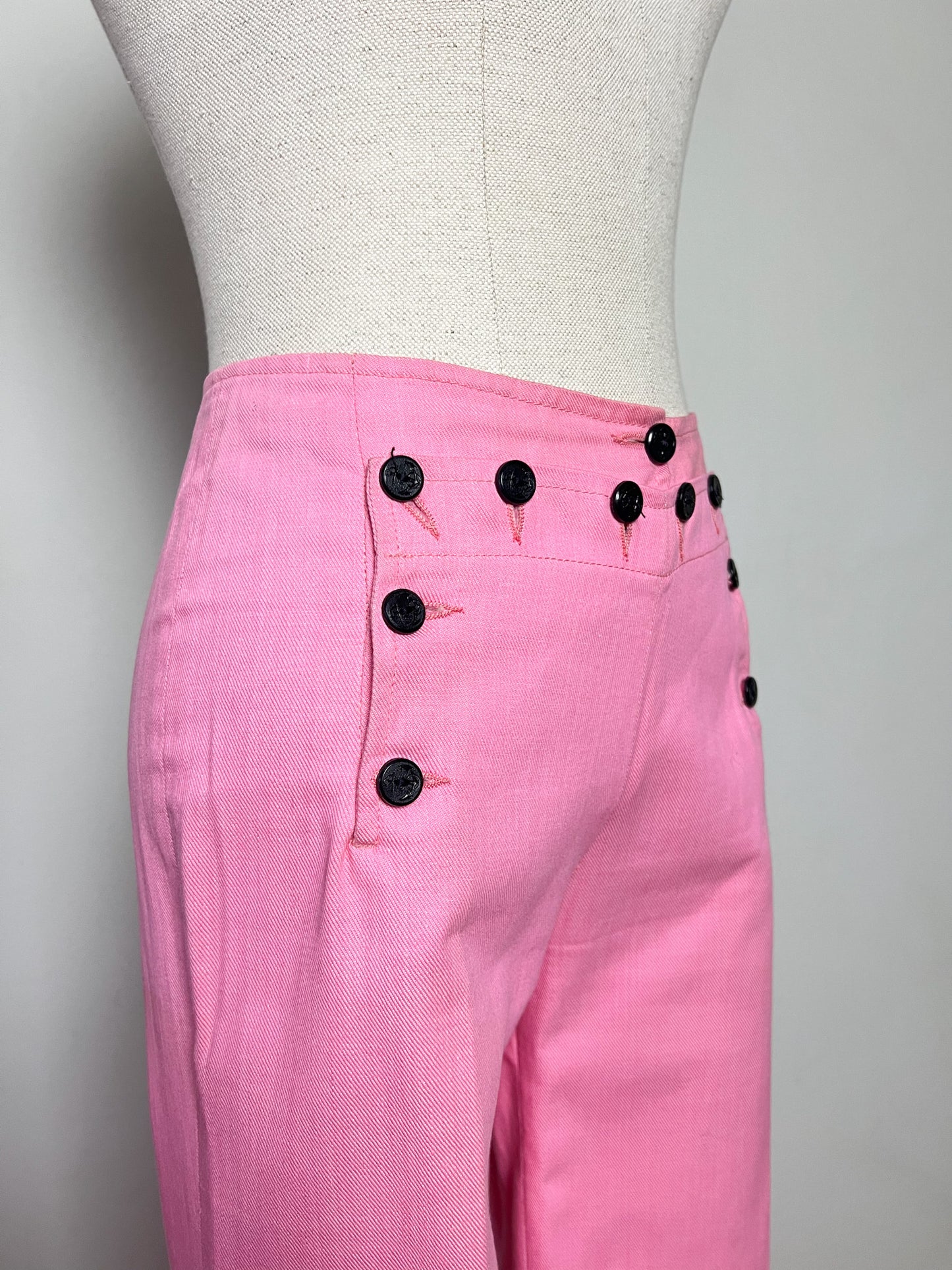 Pantalon Pont Vintage Rose - Pattes d'Éléphant - 100% Coton - T. 34/36
