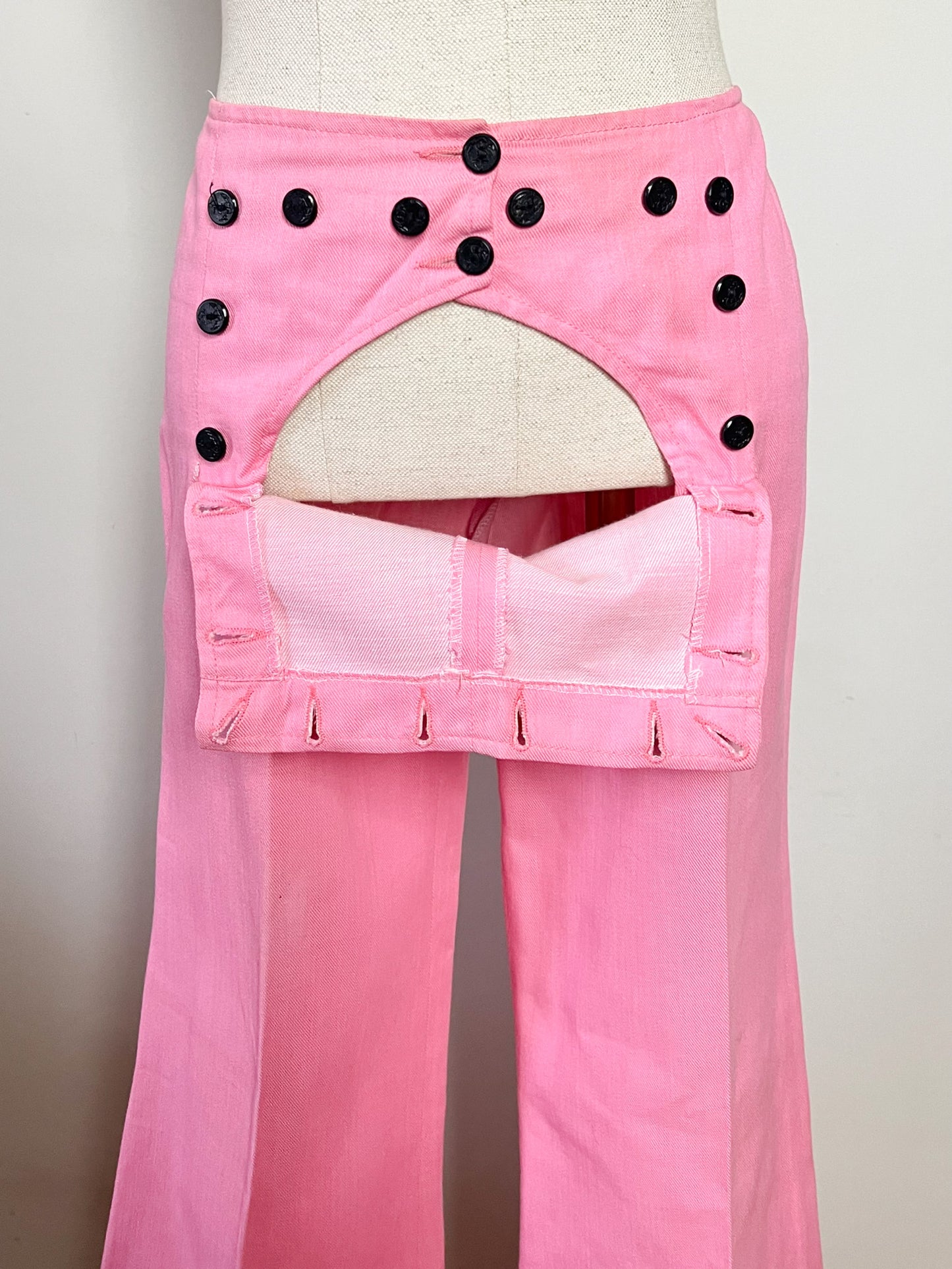 Pantalon Pont Vintage Rose - Pattes d'Éléphant - 100% Coton - T. 34/36