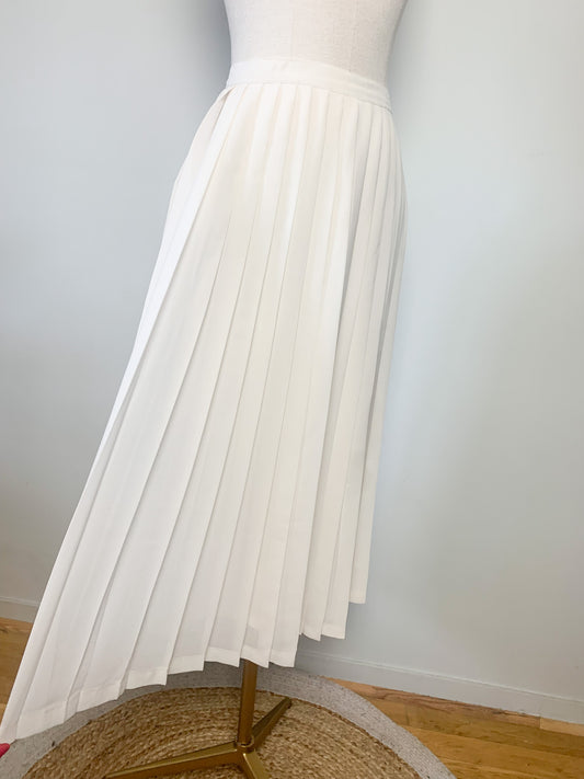 Jupe midi plissée fluide crème vintage création Hazan Paris