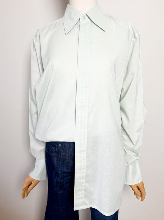 Chemise Pierre Cardin Luxe Vintage Années 70 - Col Pelle à Tarte - Poignets Mousquetaires - T. 39 (40 FR)