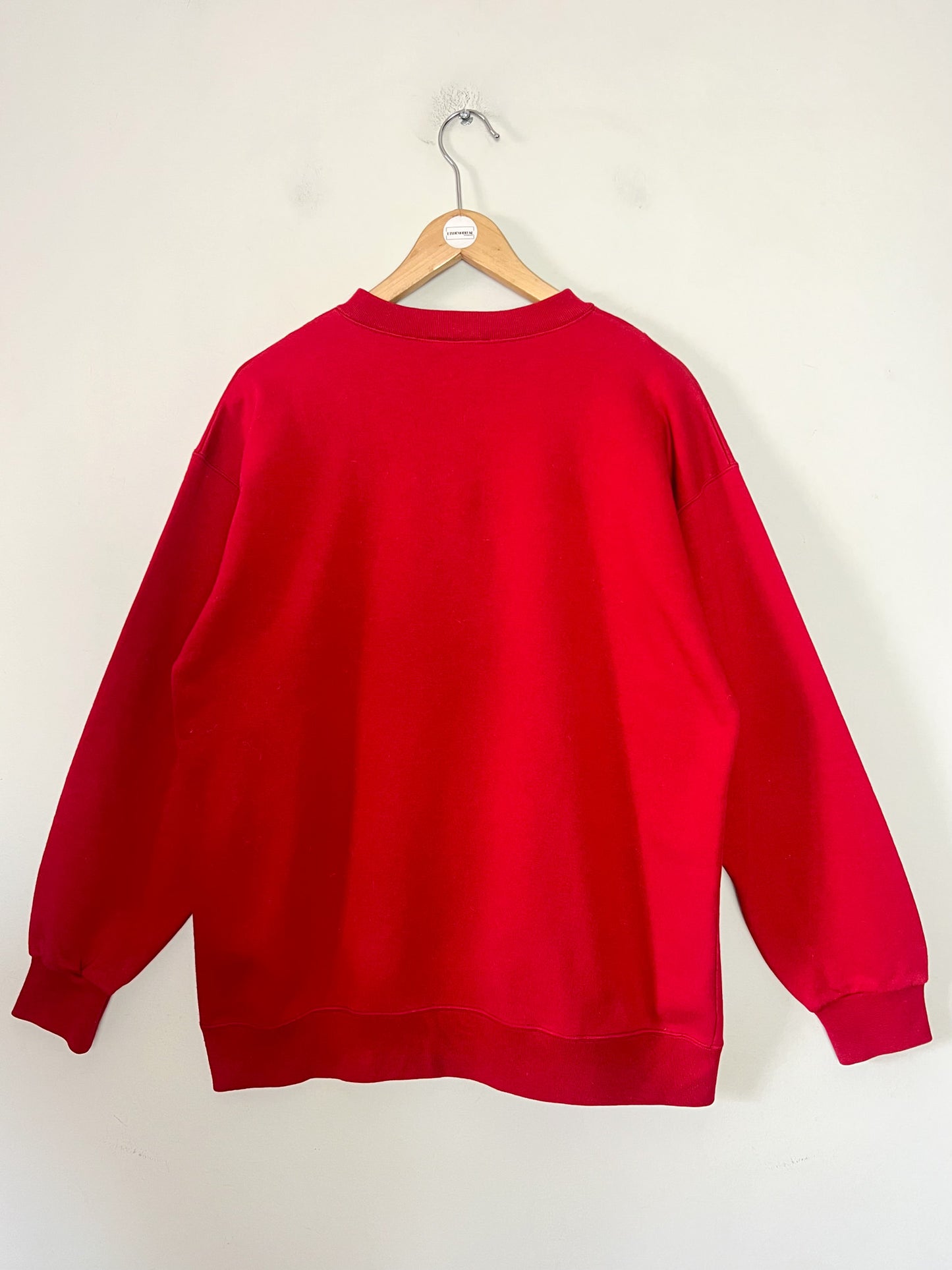 Sweatshirt Vintage Années 90 Unisexe - Rouge - Col Tunisien Boutonné - La Sweaterie T. M