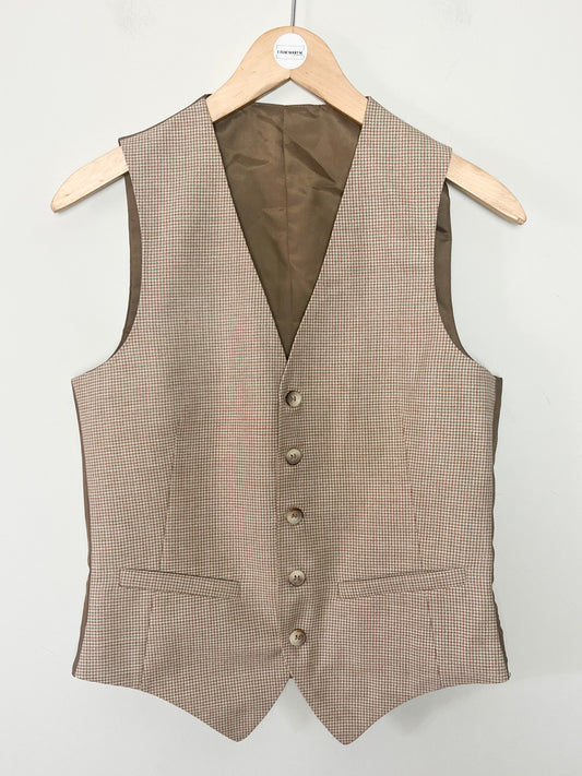 Gilet de Costume Vintage 45% Laine - Marron Chiné - Fabriqué en France - T. 36/38 (S/M)