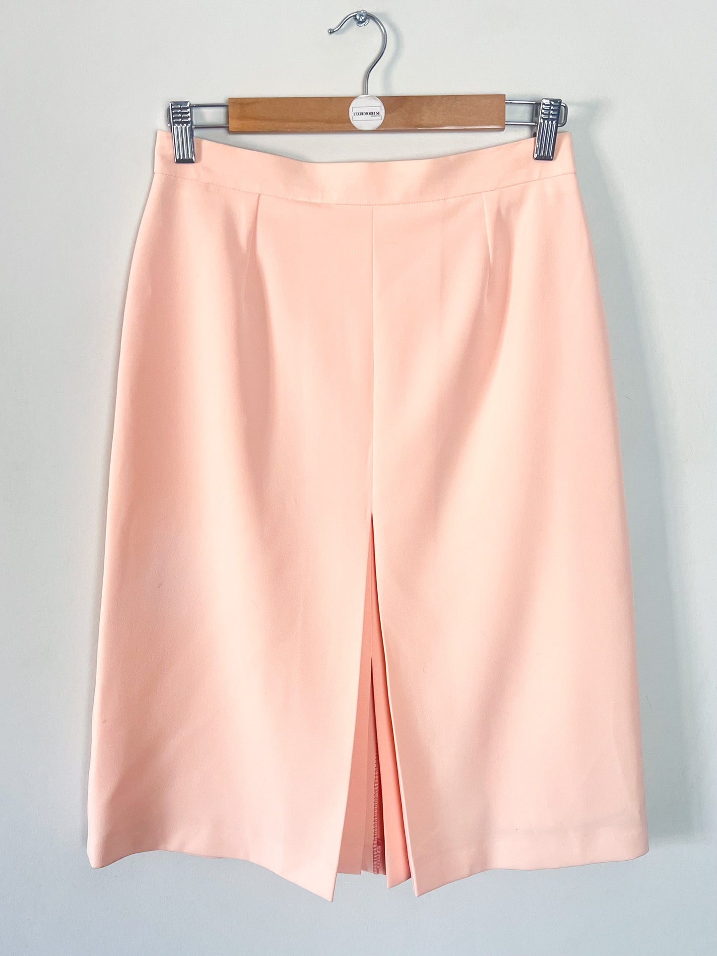 Jupe Trapèze Vintage Années 90 - Abricot Tendre - Structurée & Fendue - Made in France - T. 38