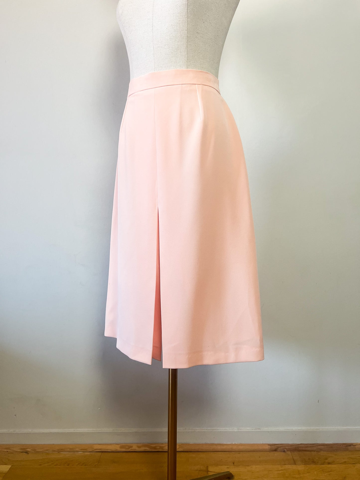 Jupe Trapèze Vintage Années 90 - Abricot Tendre - Structurée & Fendue - Made in France - T. 38