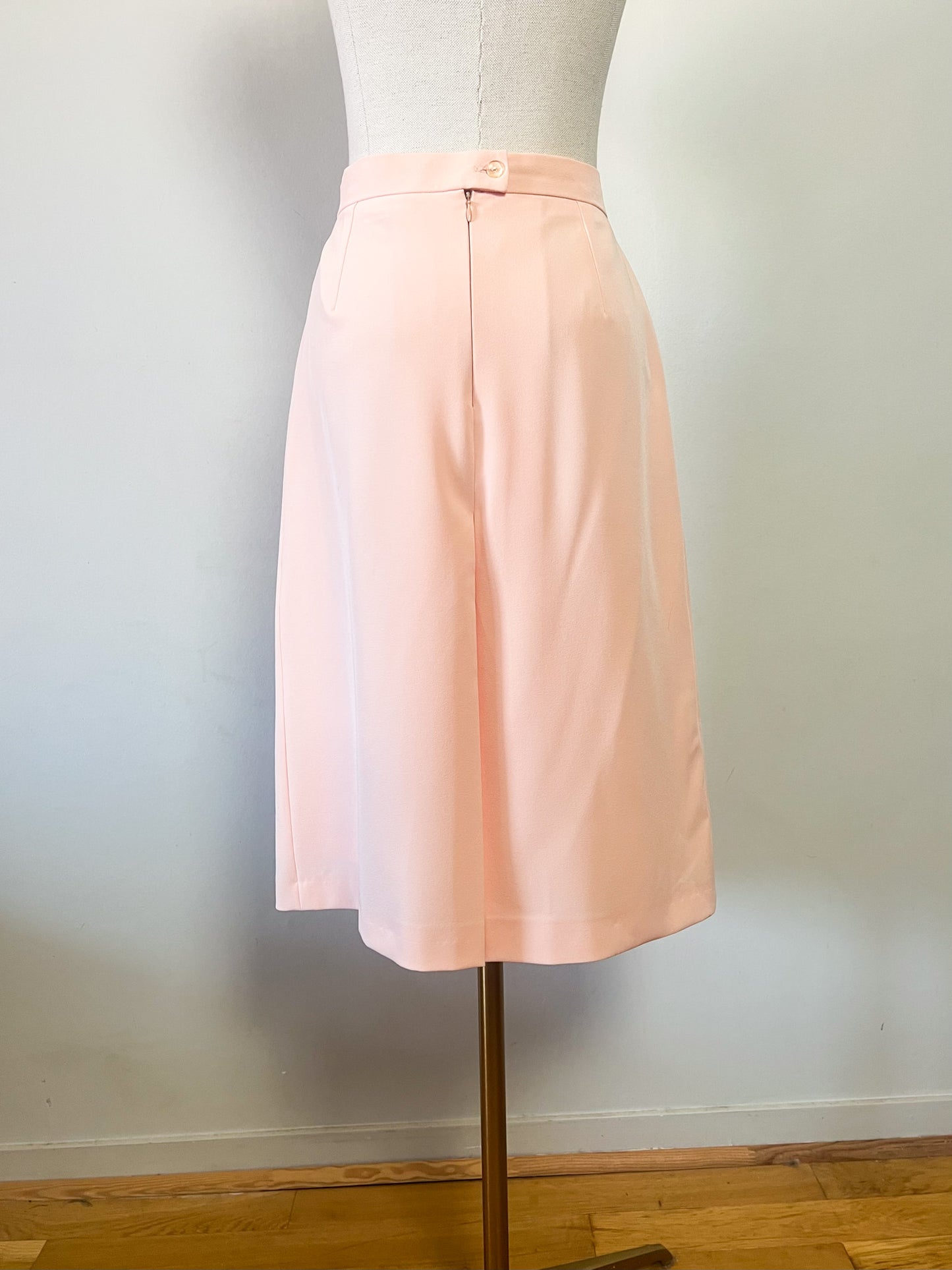 Jupe Trapèze Vintage Années 90 - Abricot Tendre - Structurée & Fendue - Made in France - T. 38