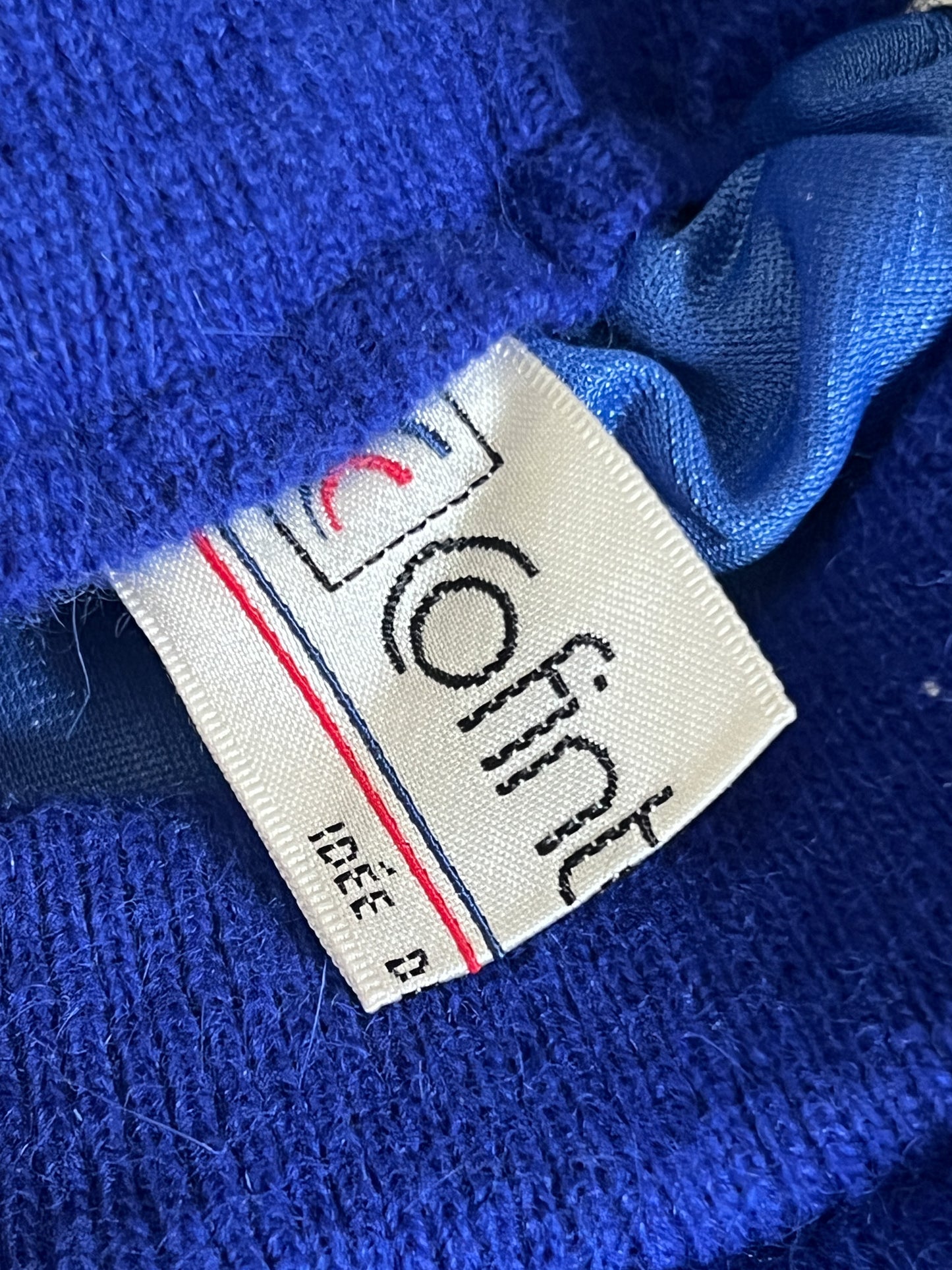 Jupe Droite Laine & Angora Bleu Klein - Taille Élastiquée - Rétro Chic T. XS/S